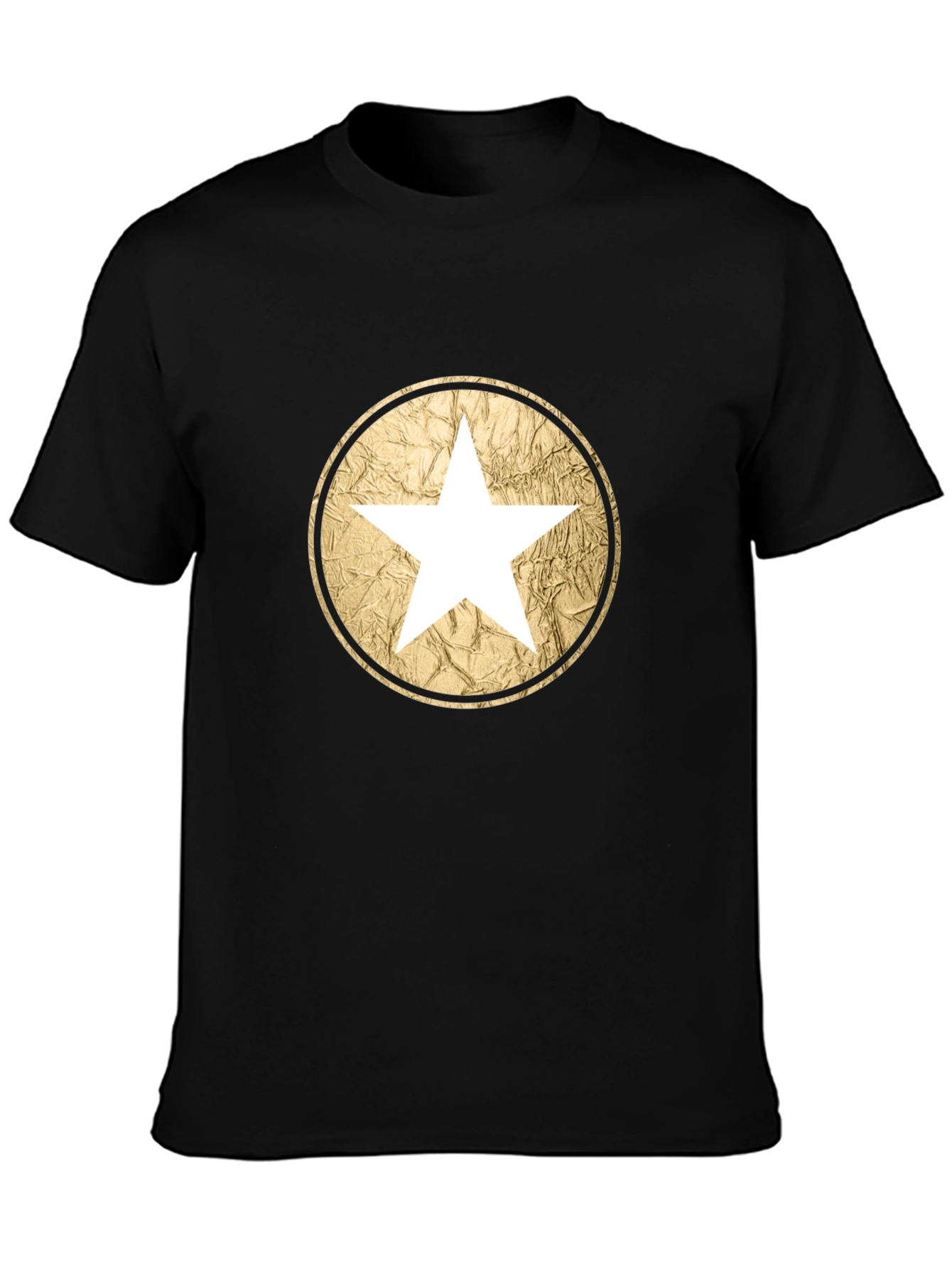 Star Circle Graphic Tee - Black Cotton Casual Wear