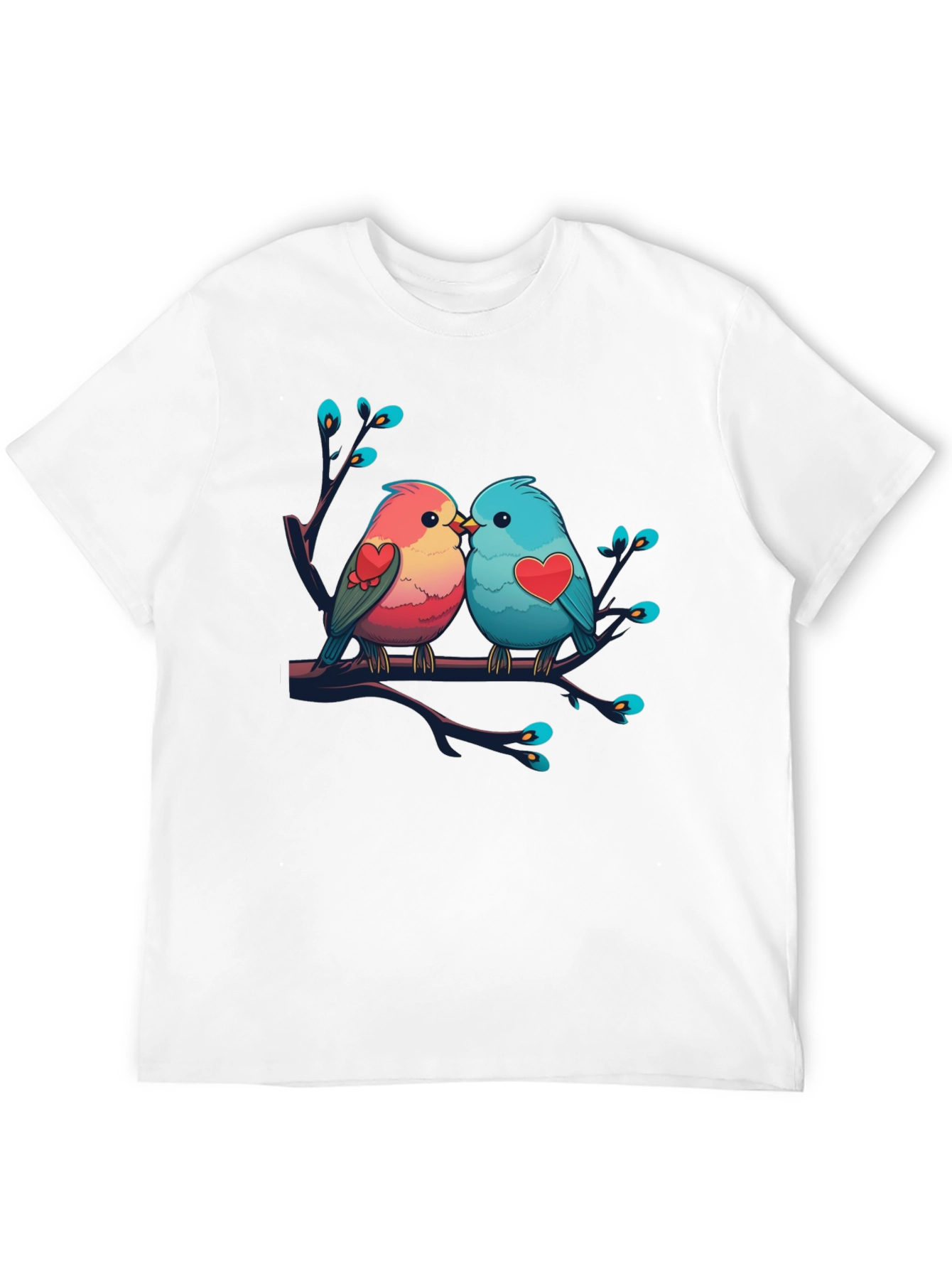 Love Birds Graphic Tee - Black Cotton Shirt