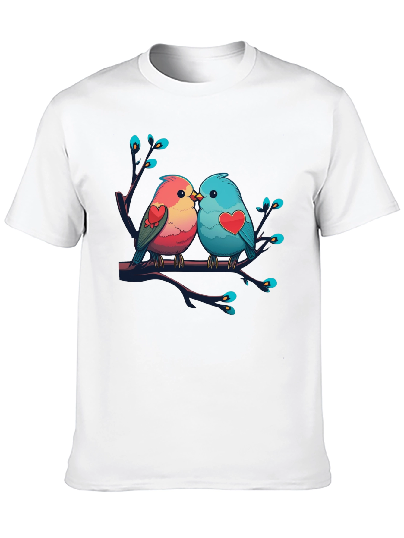 Love Birds Graphic Tee - Black Cotton Shirt