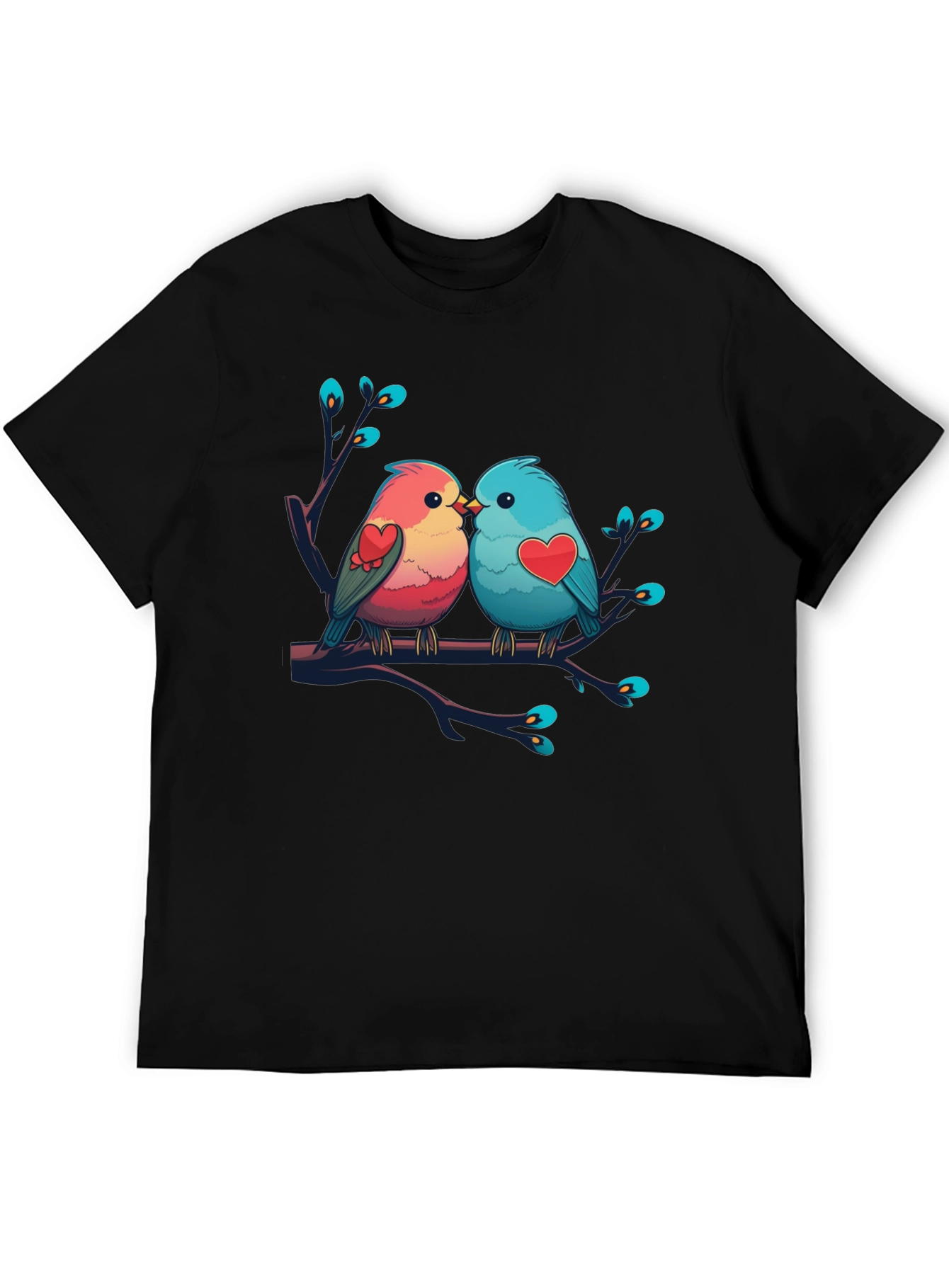 Love Birds Graphic Tee - Black Cotton Shirt
