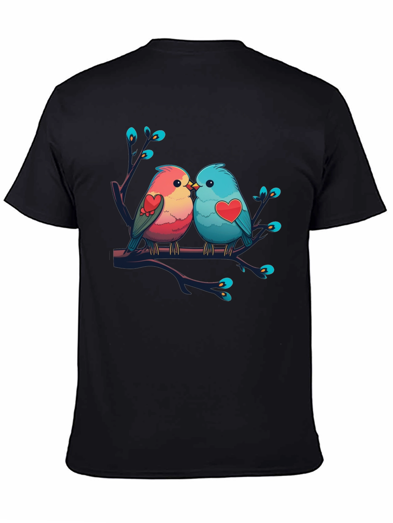 Love Birds Graphic Tee - Black Cotton Shirt