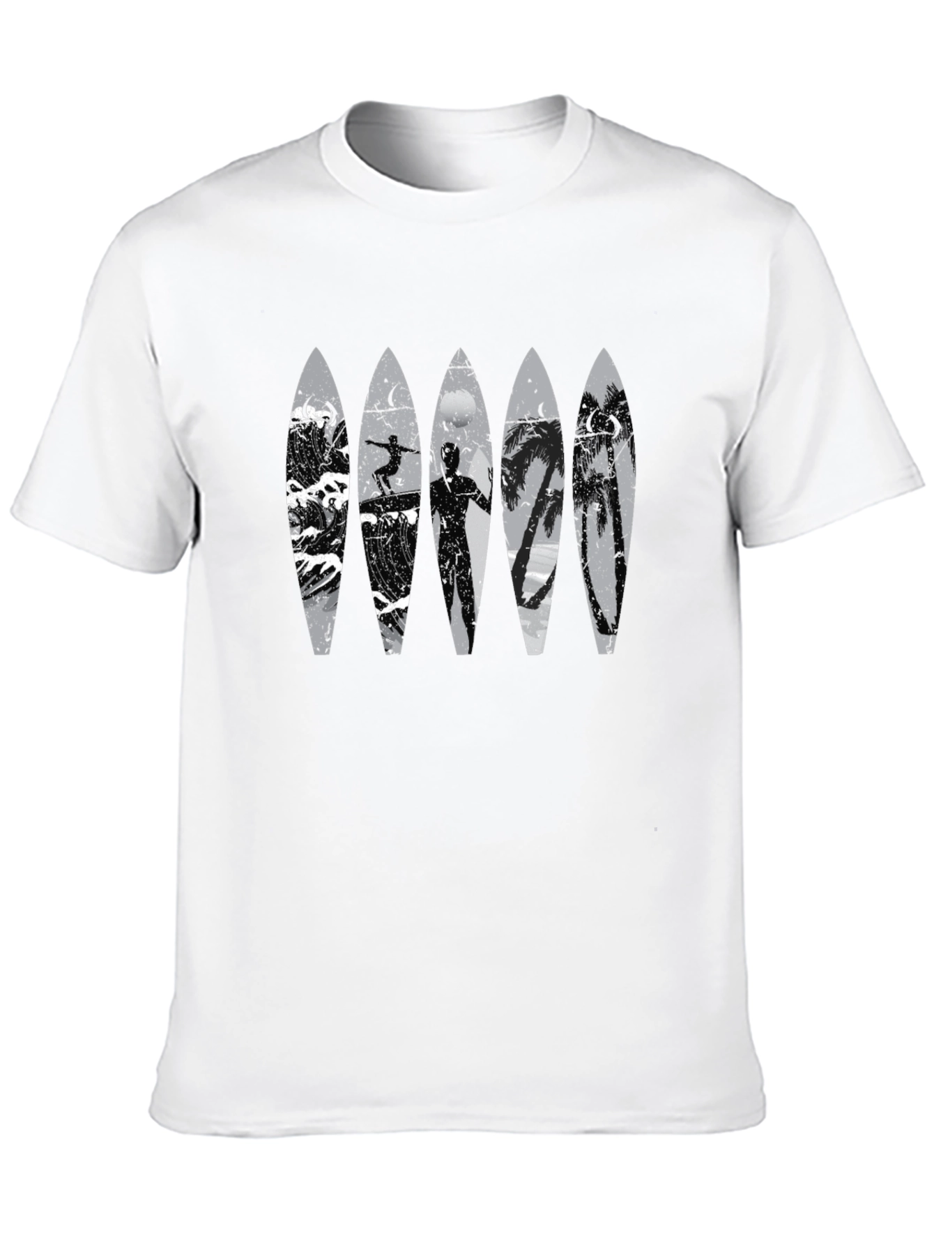 Surfboard Beach Scene Graphic Tee