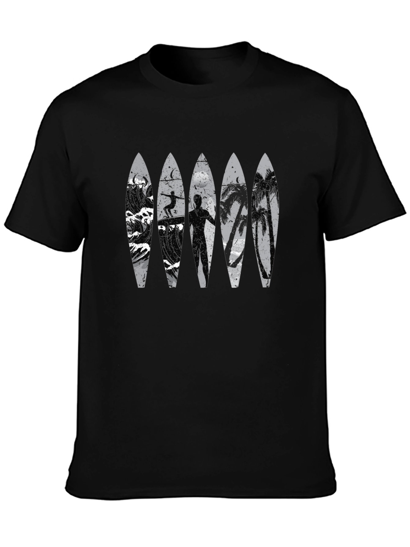 Surfboard Beach Scene Graphic Tee
