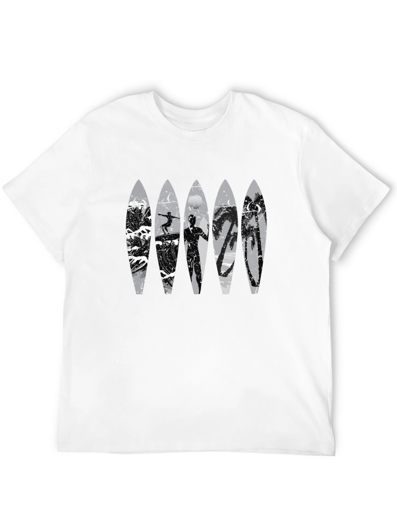 Surfboard Beach Scene Graphic Tee