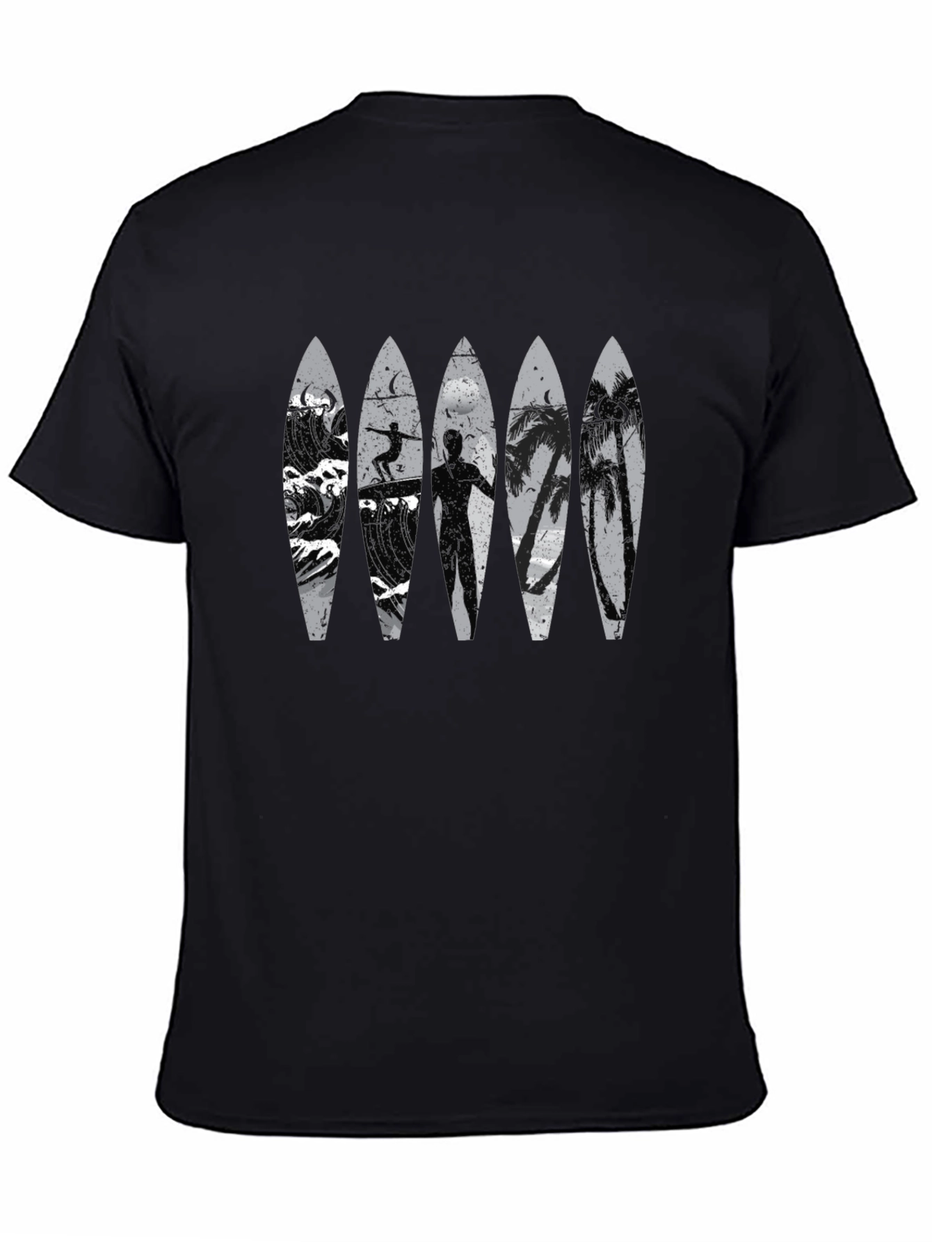 Surfboard Beach Scene Graphic Tee