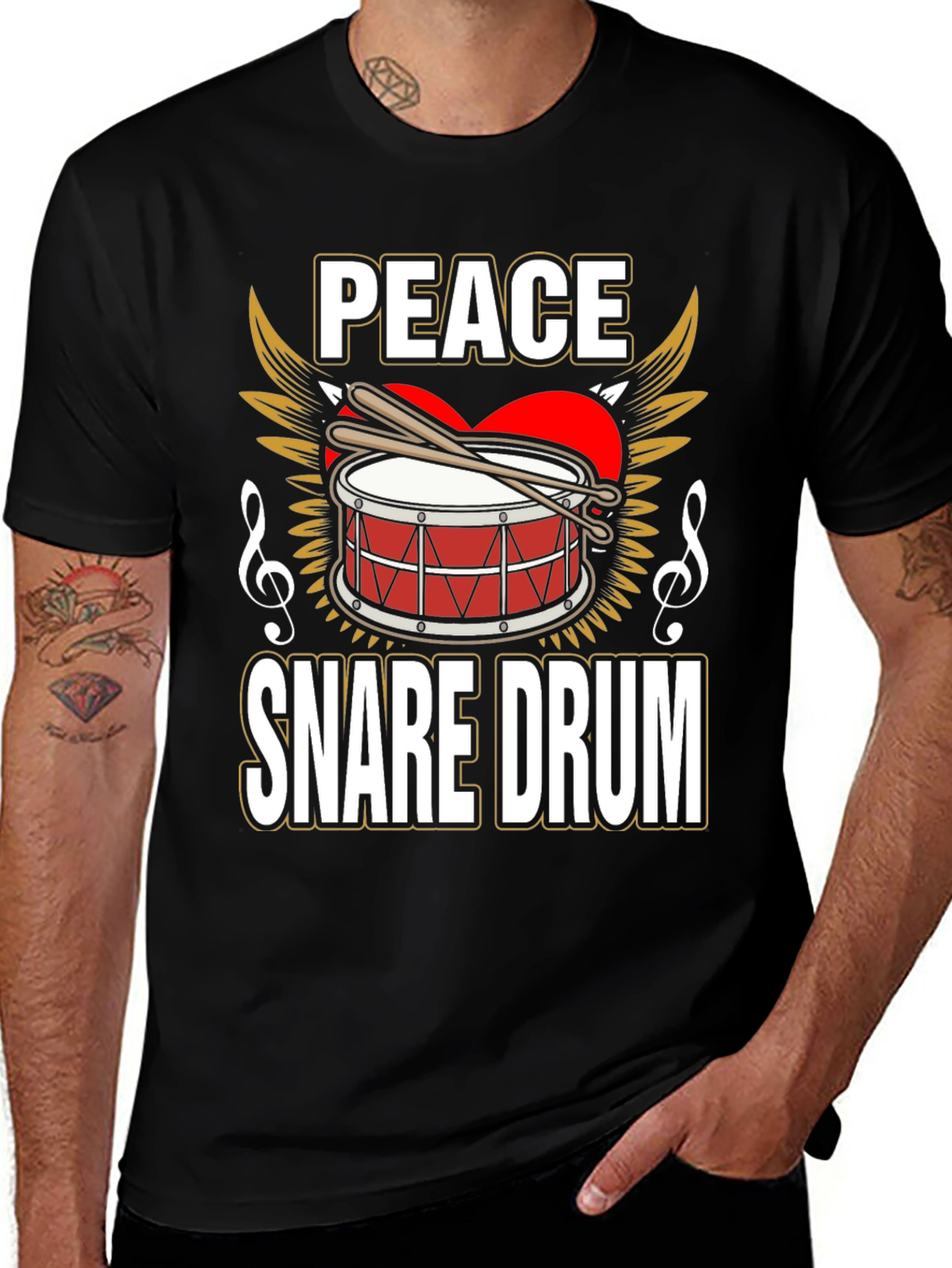 Peace Snare Drum Graphic Tee - Music Lover Shirt