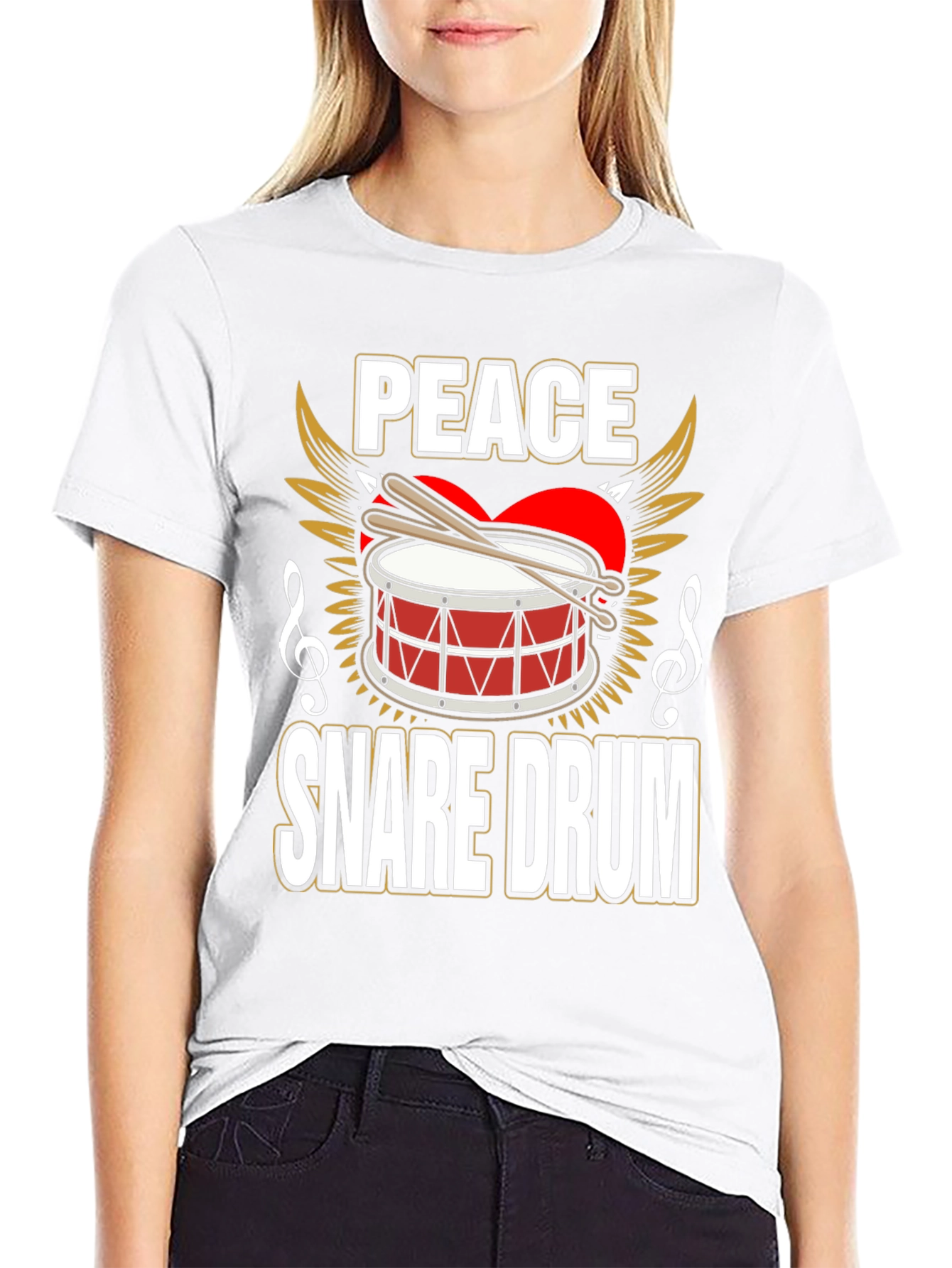 Peace Snare Drum Graphic Tee - Music Lover Shirt