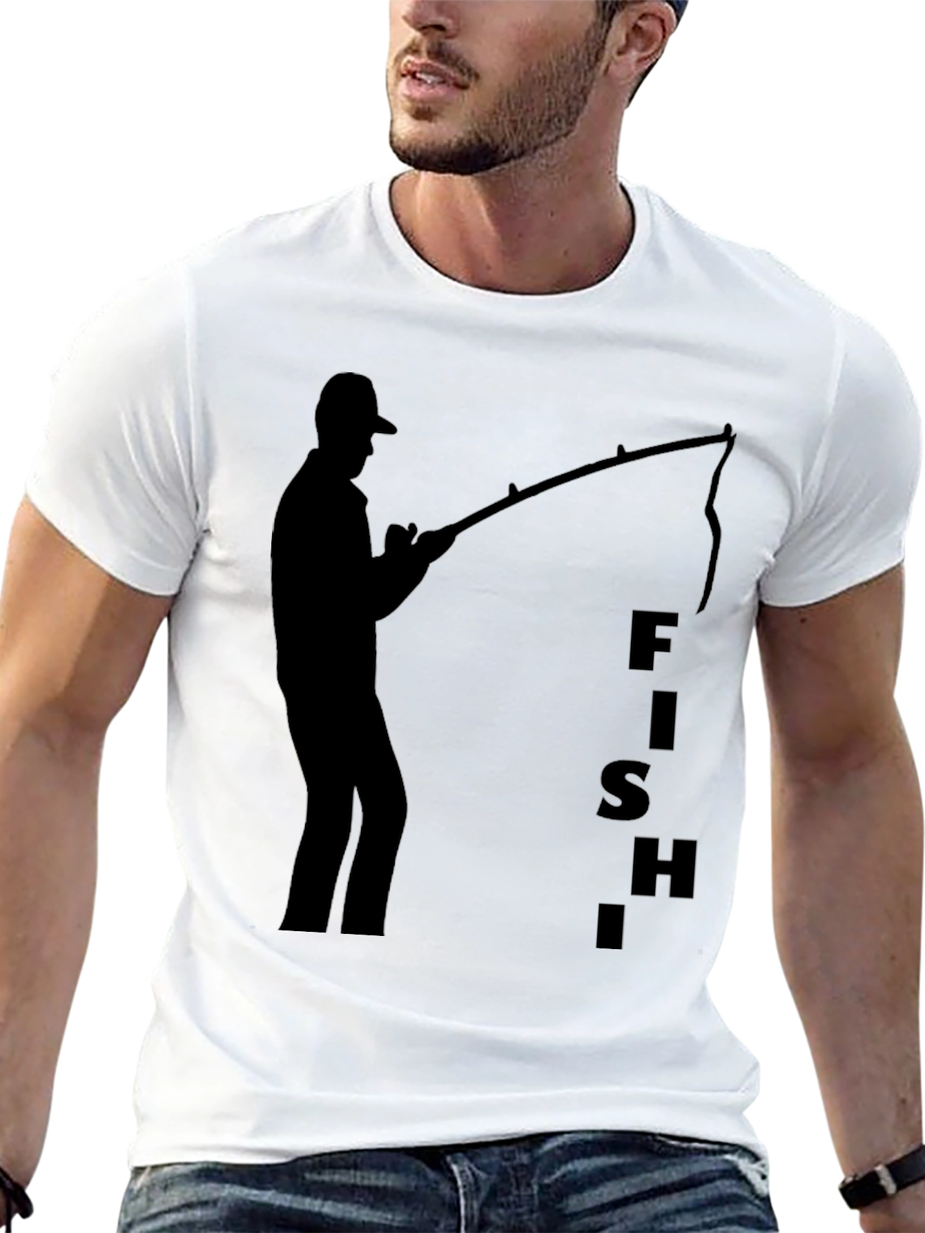 Fishing Silhouette Black T-Shirt
