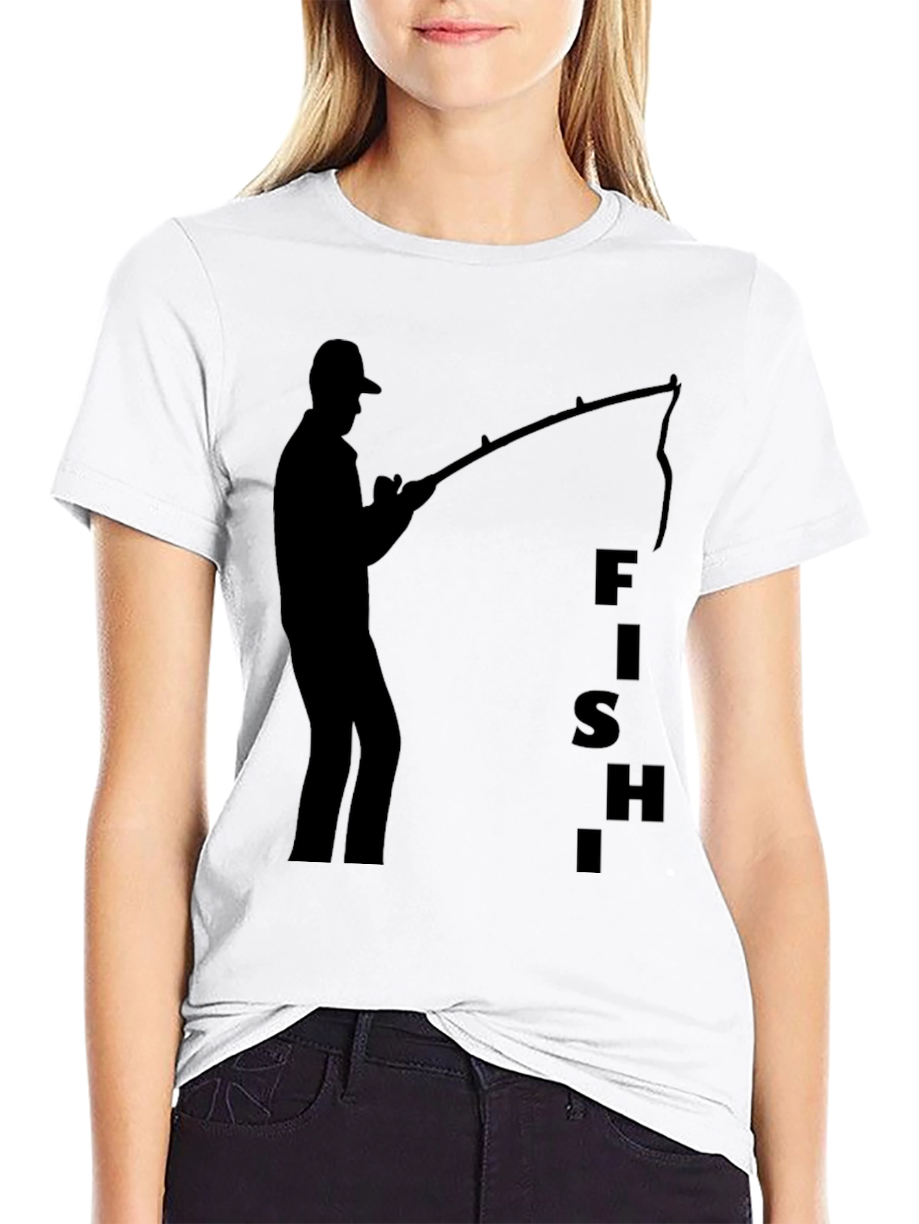 Fishing Silhouette Black T-Shirt