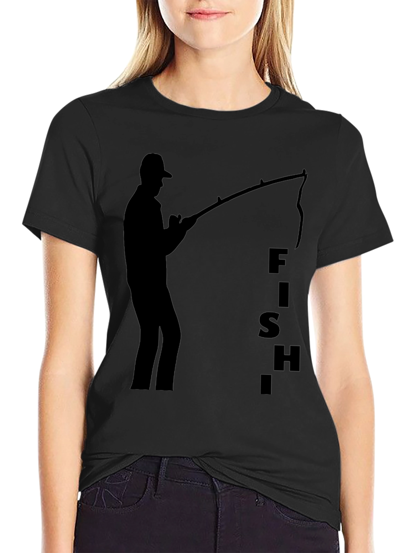 Fishing Silhouette Black T-Shirt