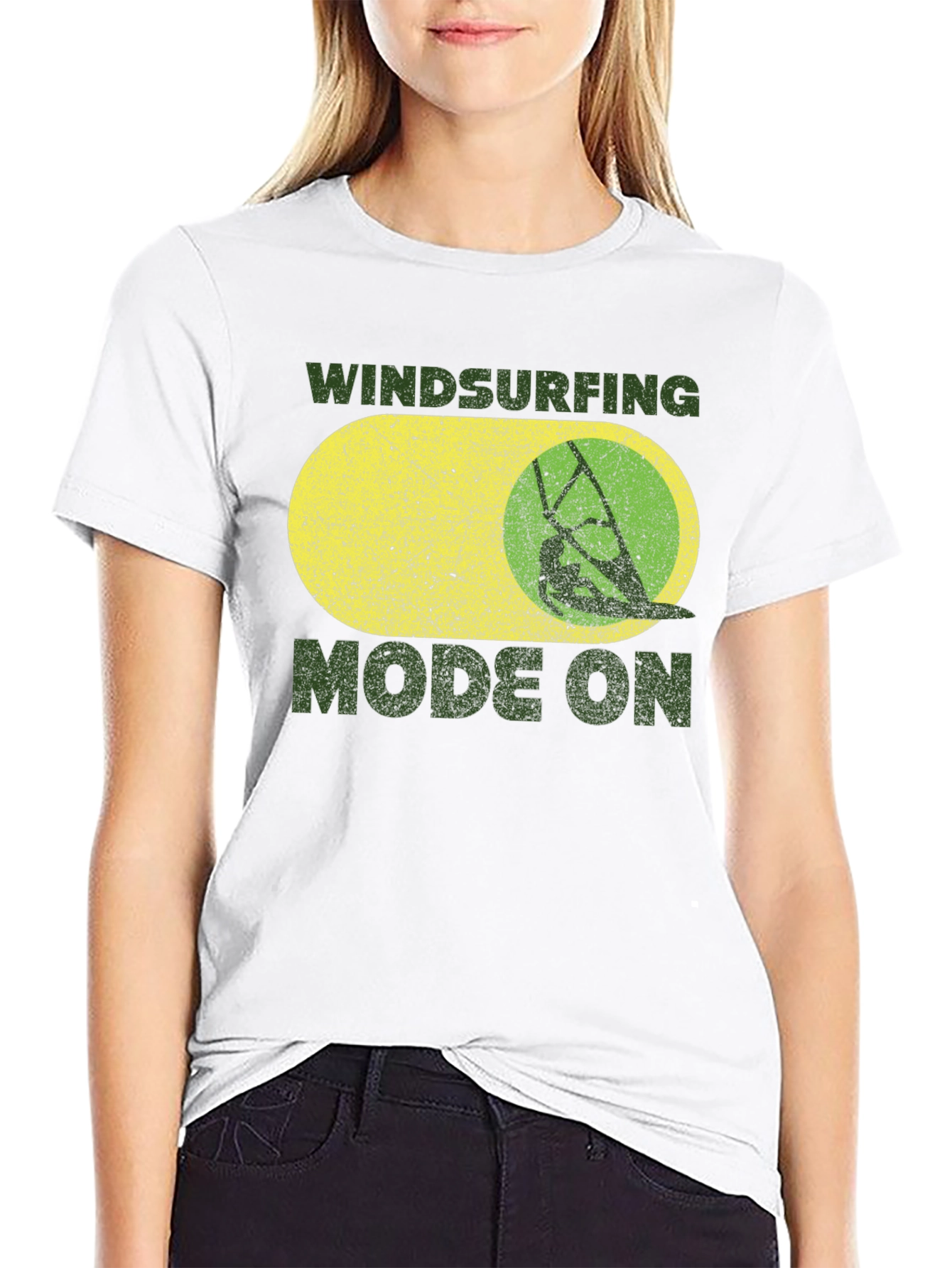 Windsurfing Mode On Black T-Shirt