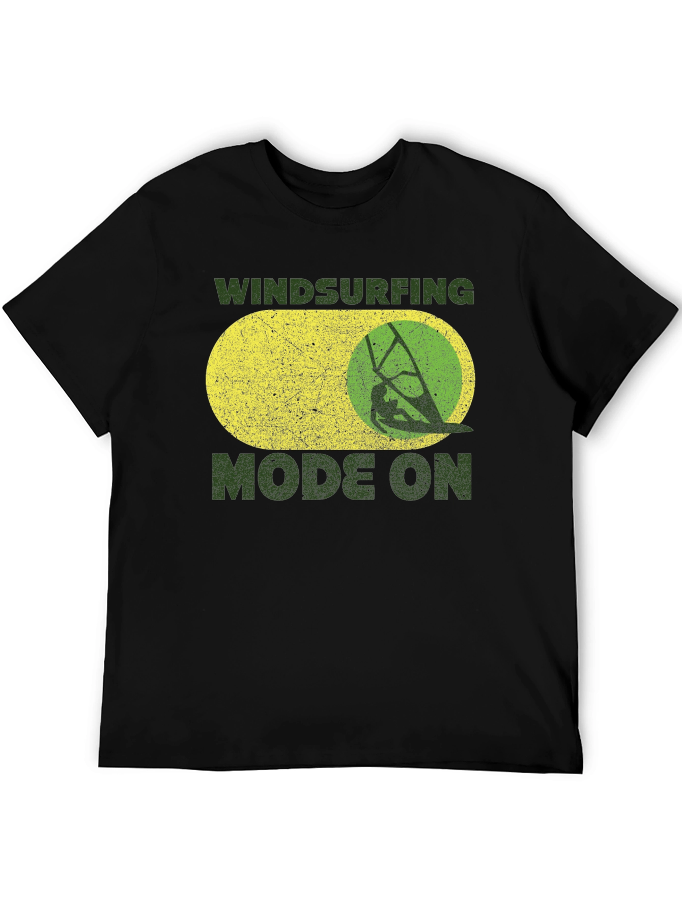 Windsurfing Mode On Black T-Shirt
