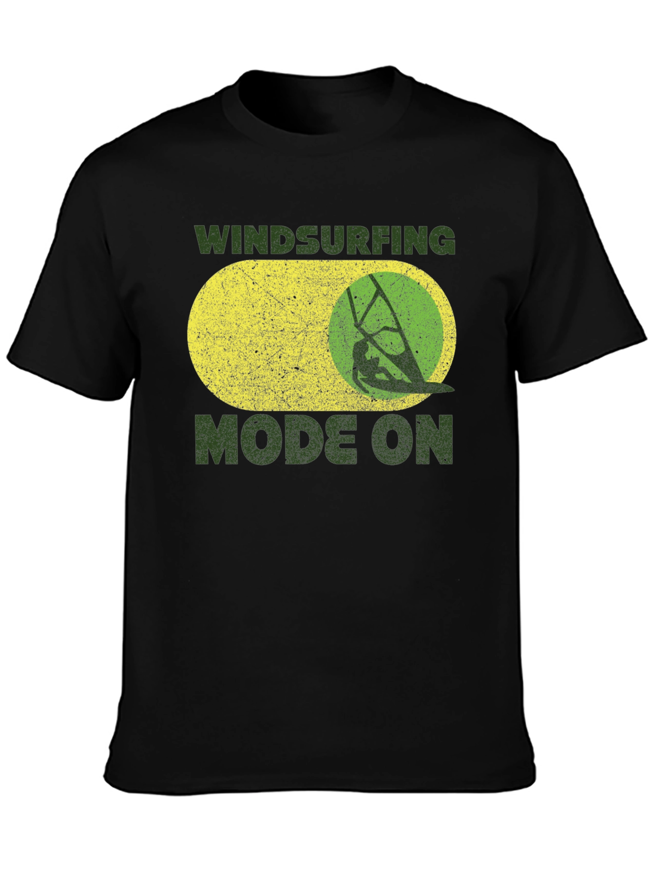 Windsurfing Mode On Black T-Shirt