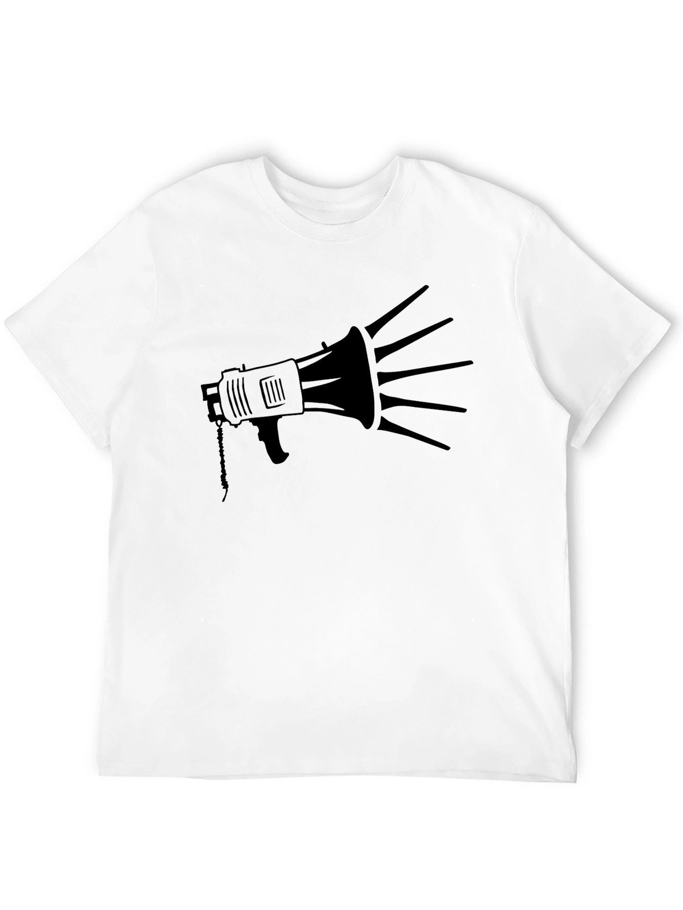 Black Megaphone Graphic Tee - Bold Statement Shirt