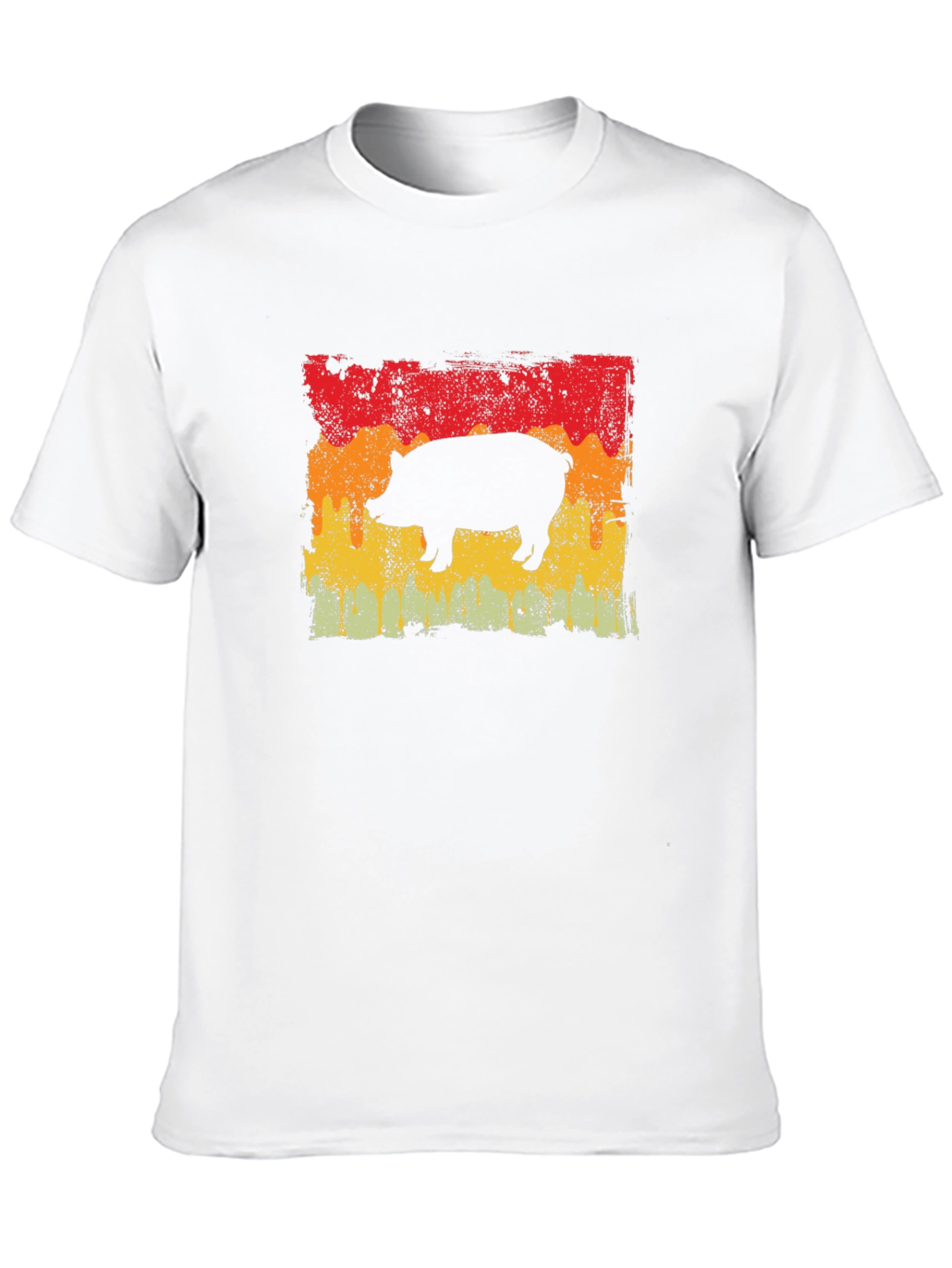 Retro Pig Graphic Tee - Black Cotton T-Shirt