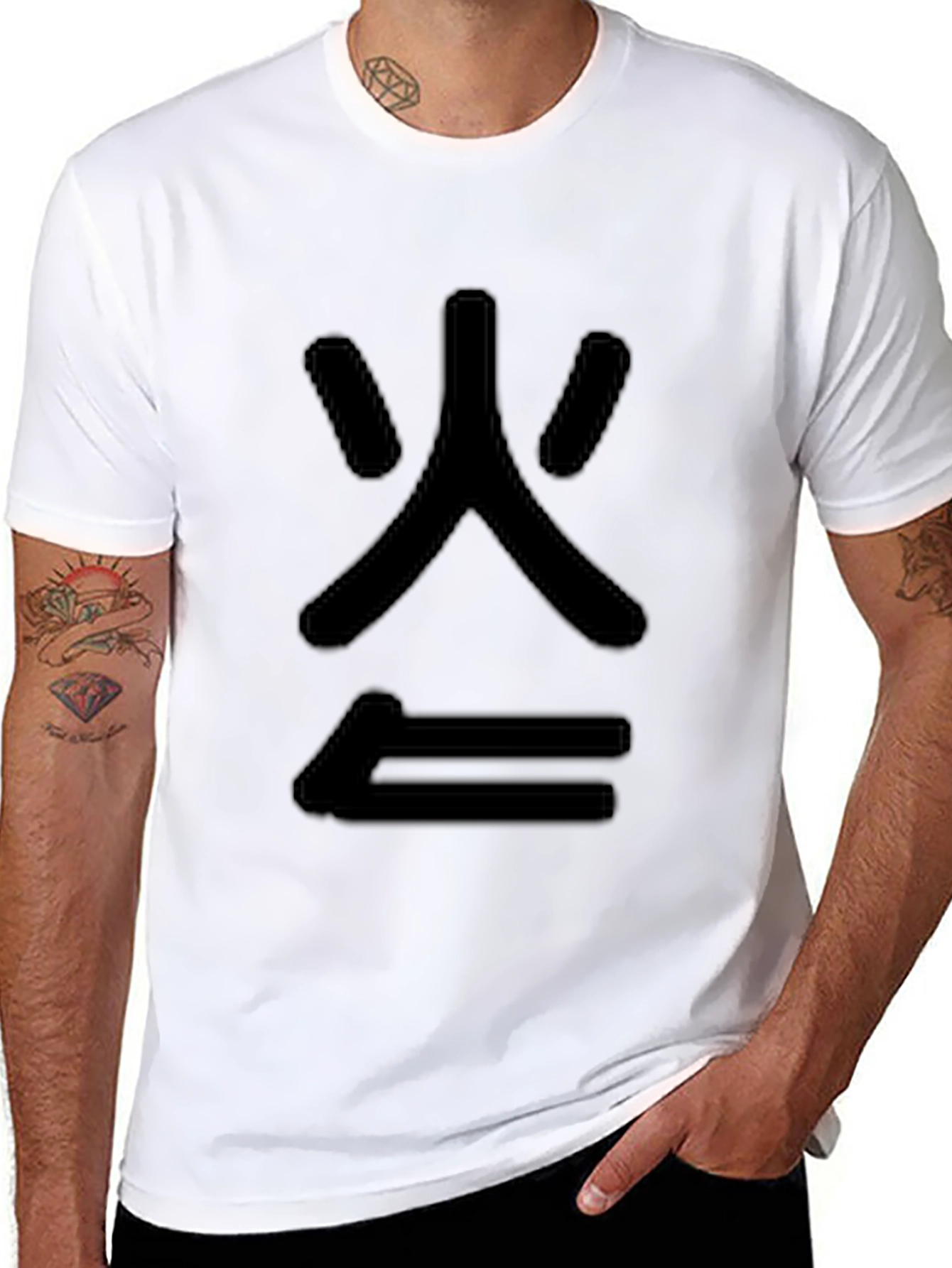 Black Graphic Tee - Fire Symbol