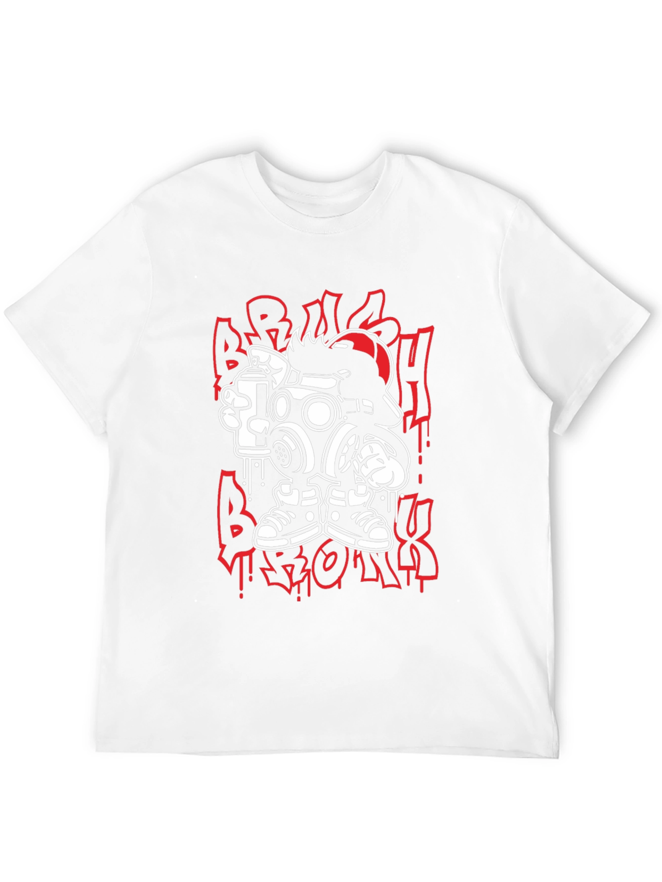 Streetwear Graphic Tee: Cartoon Gas Mask Graffiti Design