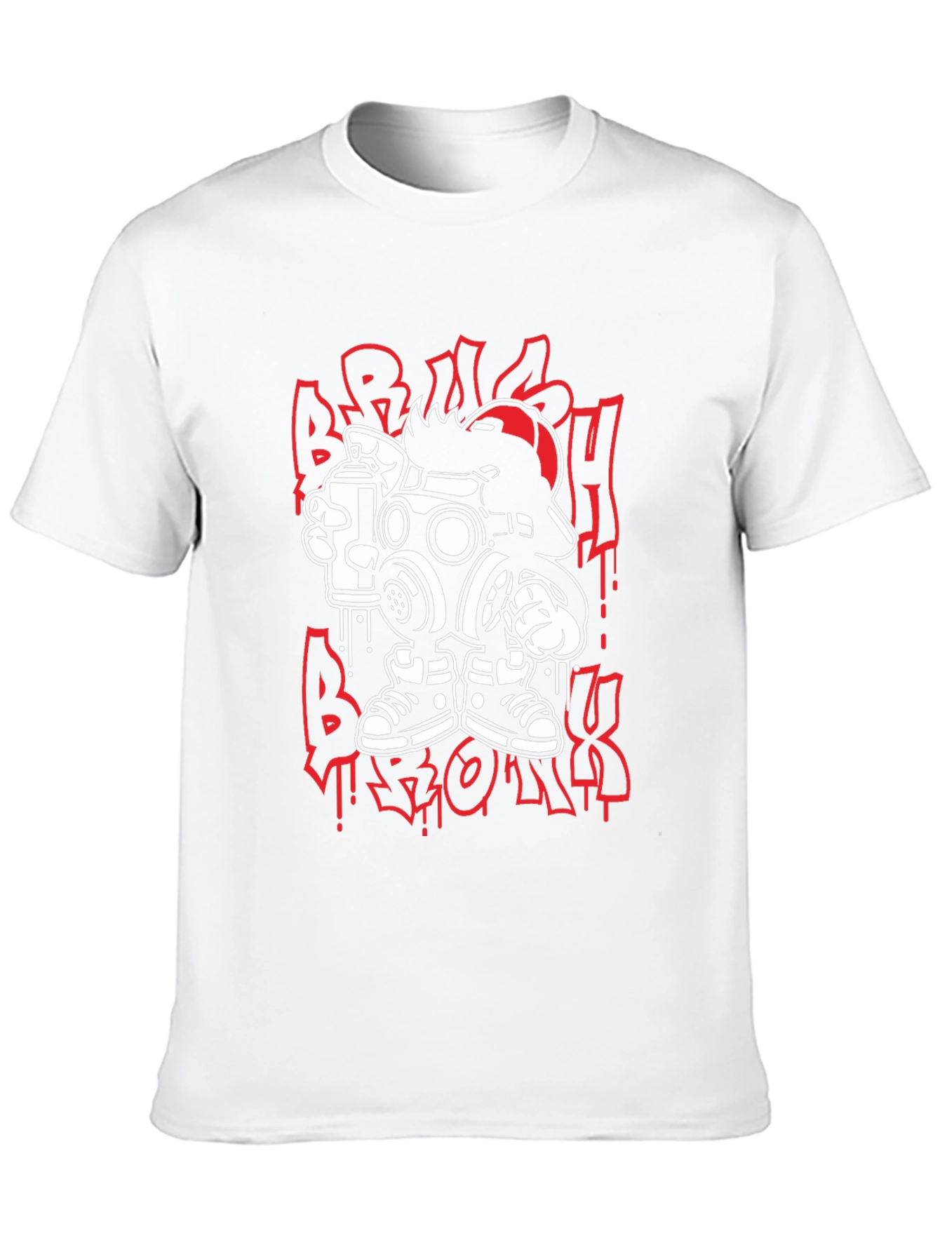 Streetwear Graphic Tee: Cartoon Gas Mask Graffiti Design