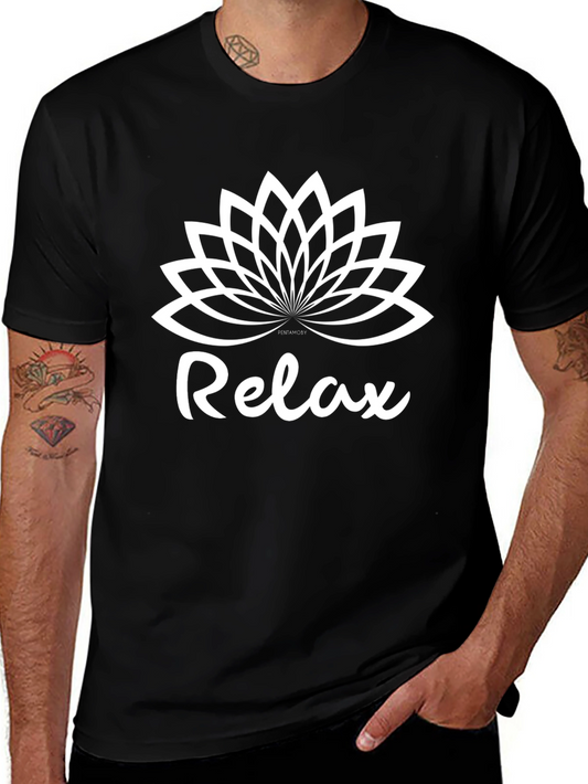Relax Lotus Flower T-Shirt - Black