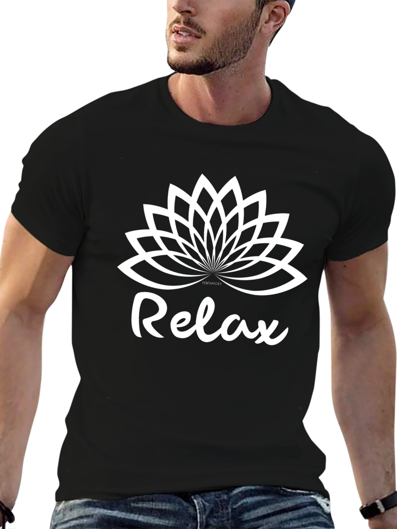 Relax Lotus Flower T-Shirt - Black
