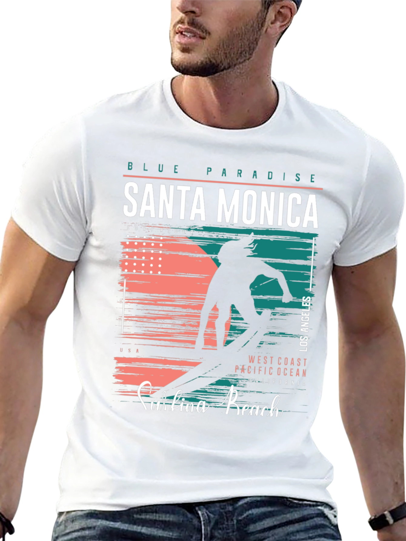 Santa Monica Surfer Graphic T-Shirt