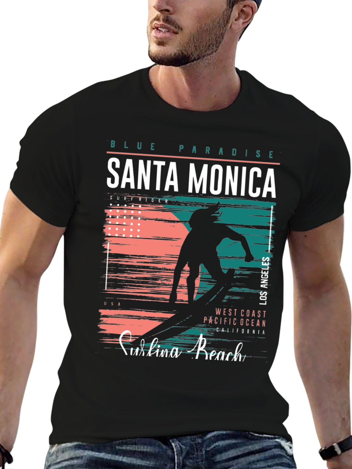Santa Monica Surfer Graphic T-Shirt