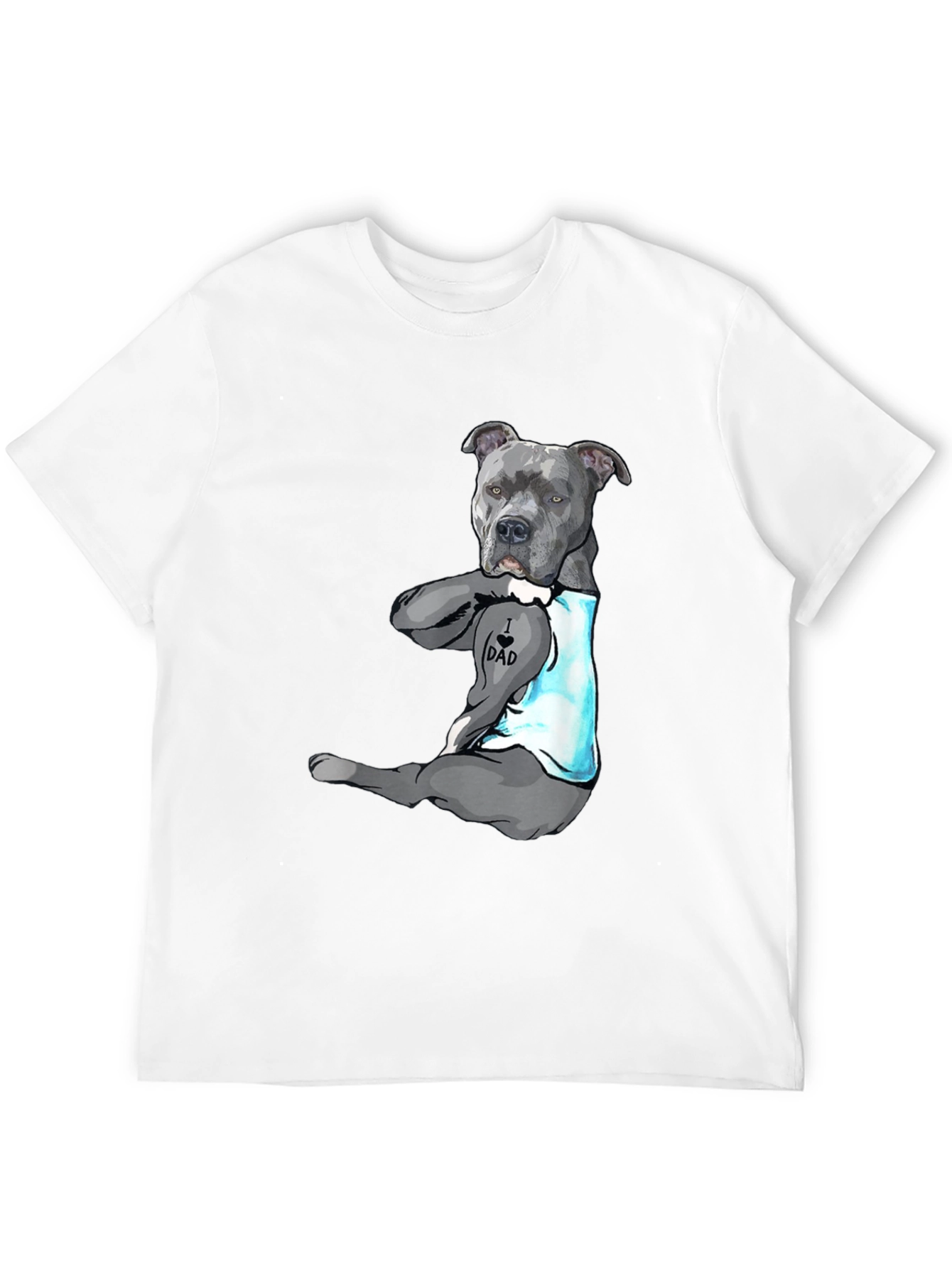 I Love Dad Tattoo Pitbull T-Shirt - Black