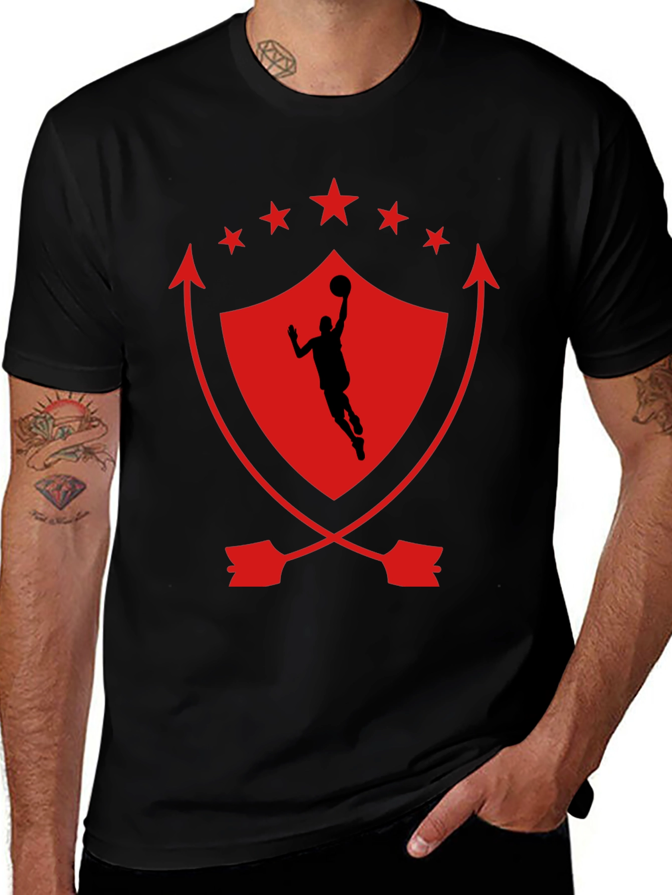 Basketball Shield Graphic T-Shirt - Black