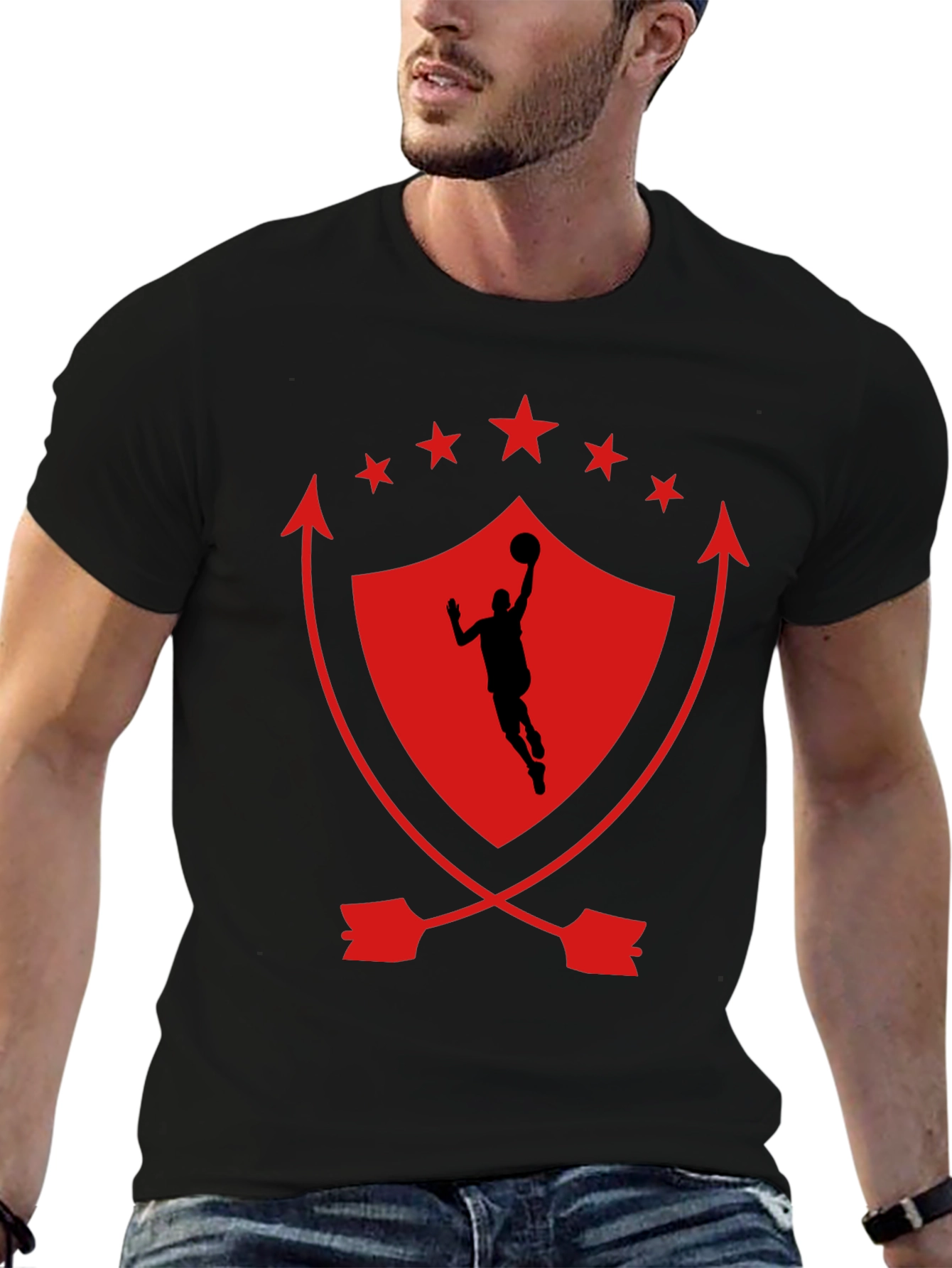 Basketball Shield Graphic T-Shirt - Black