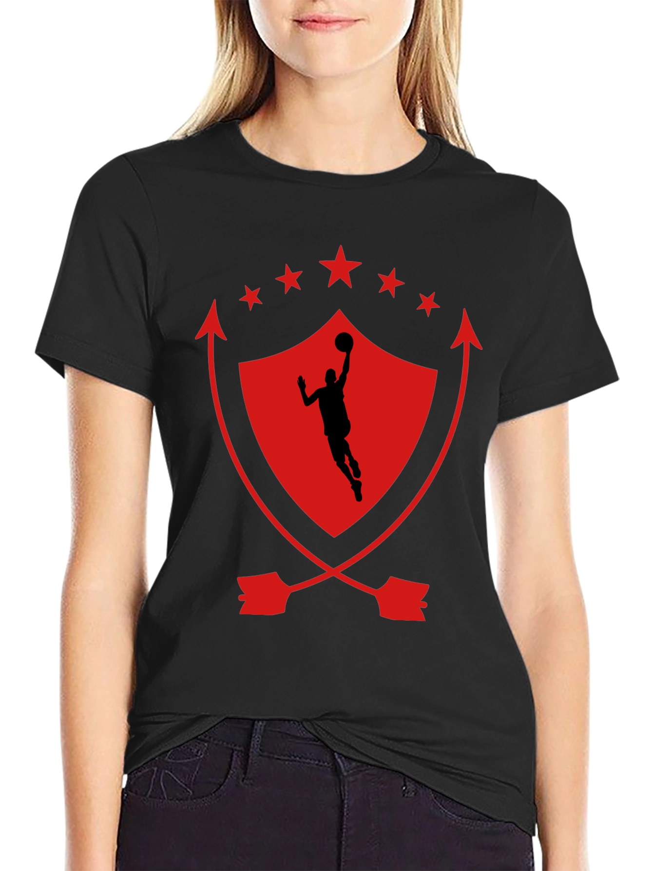 Basketball Shield Graphic T-Shirt - Black