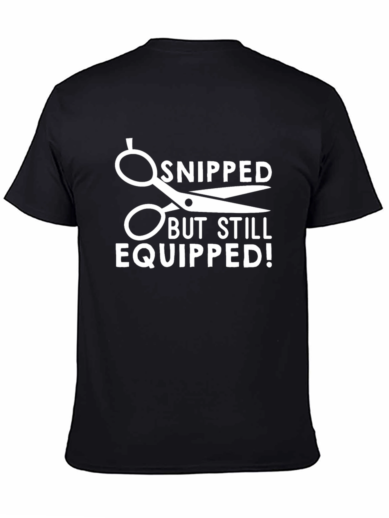 Snipped But Still Equipped Black Graphic T-Shirt