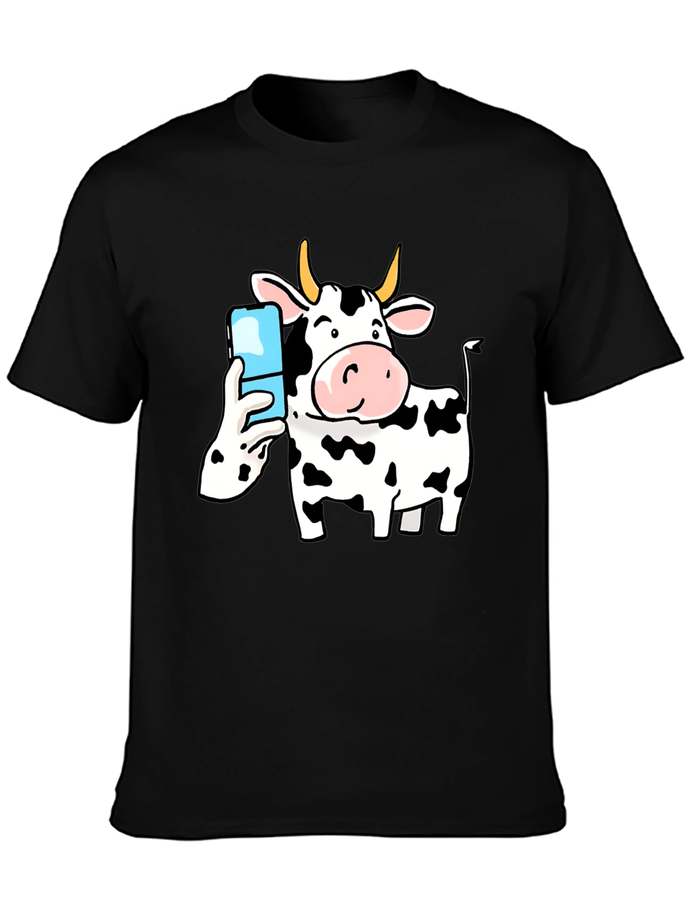 Cow Selfie Black T-Shirt