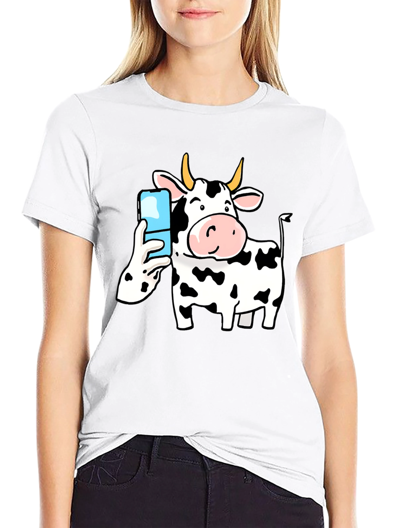 Cow Selfie Black T-Shirt