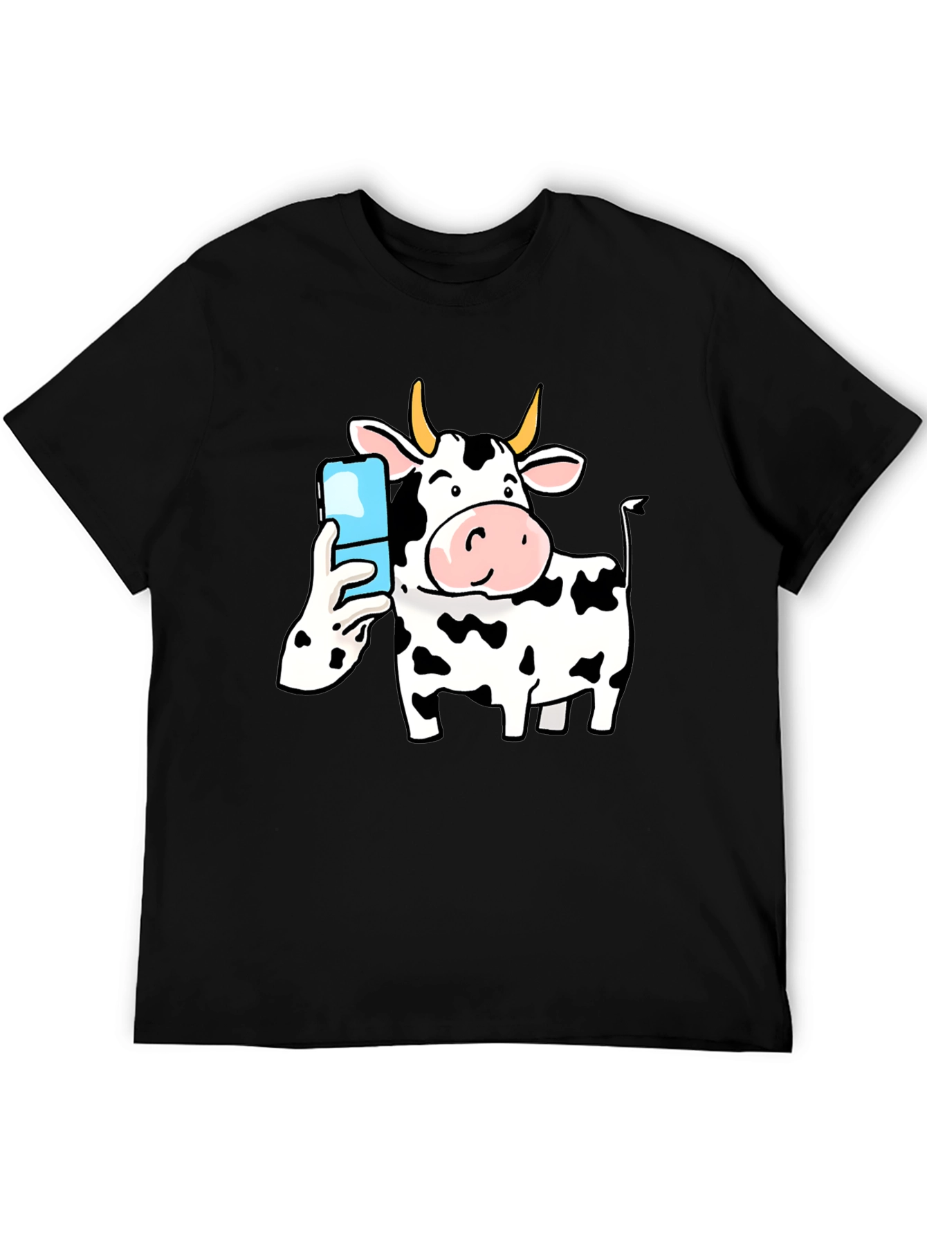 Cow Selfie Black T-Shirt