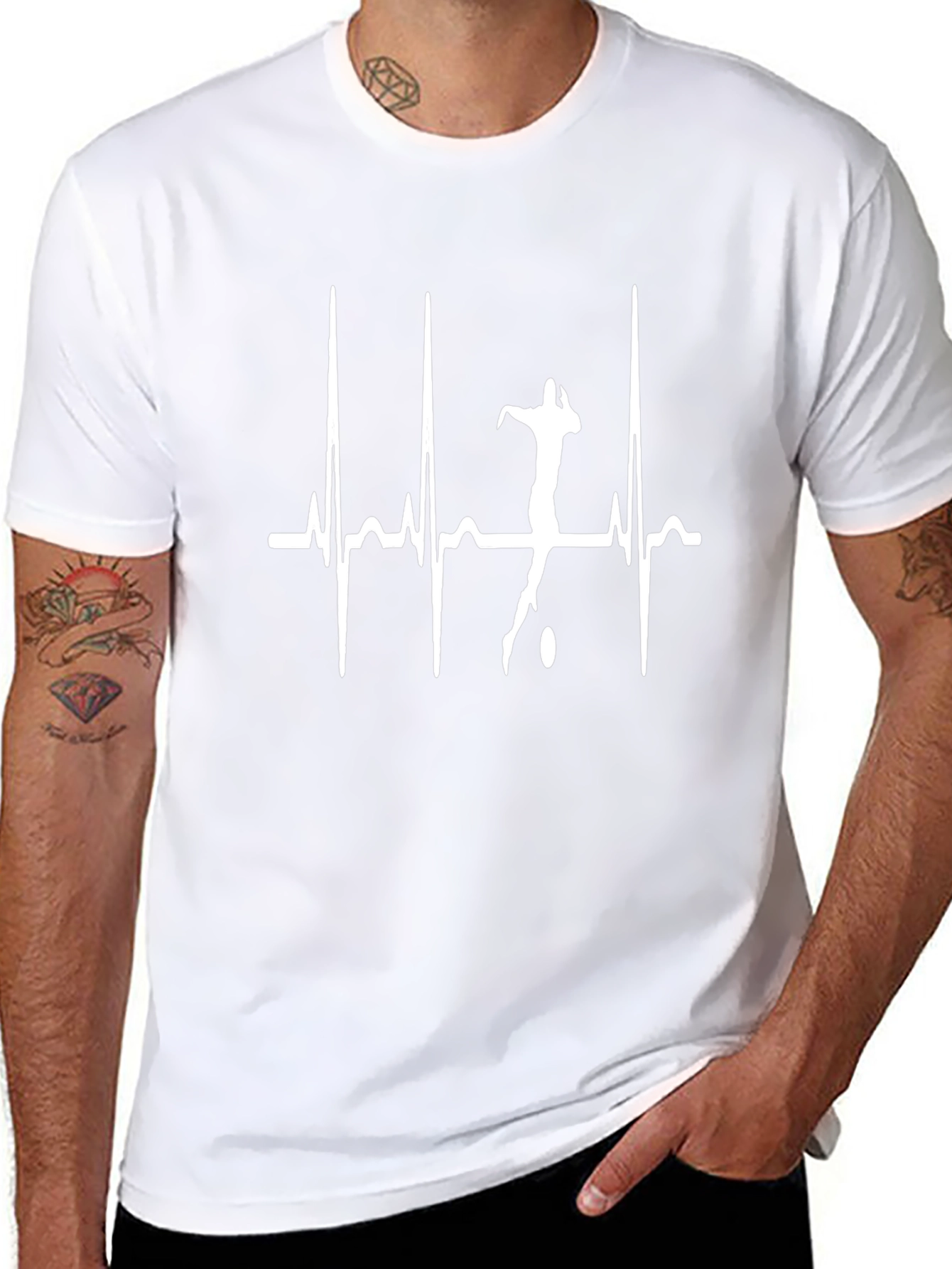 Rugby Heartbeat T-Shirt - Black Cotton Tee