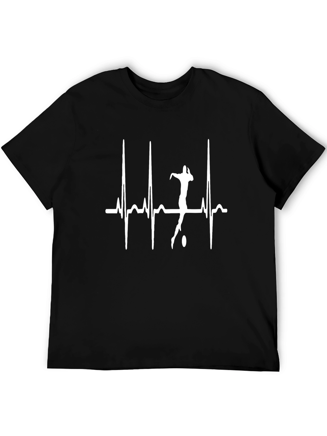 Rugby Heartbeat T-Shirt - Black Cotton Tee