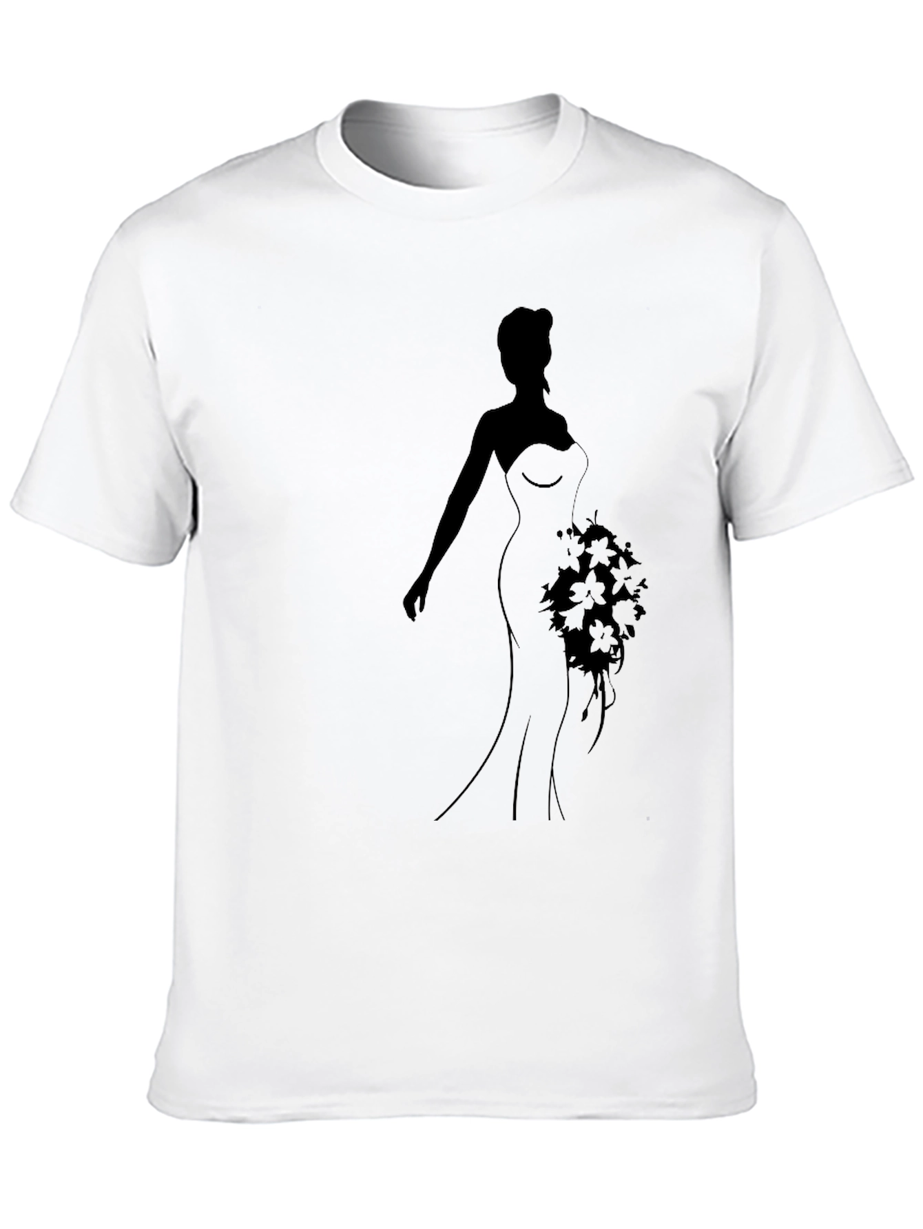 Elegant Bride Silhouette Black T-Shirt