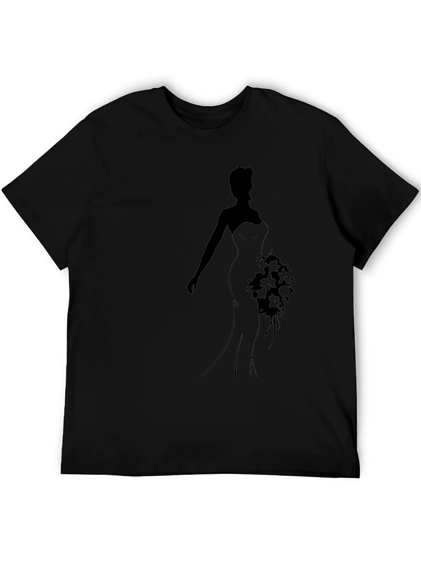Elegant Bride Silhouette Black T-Shirt