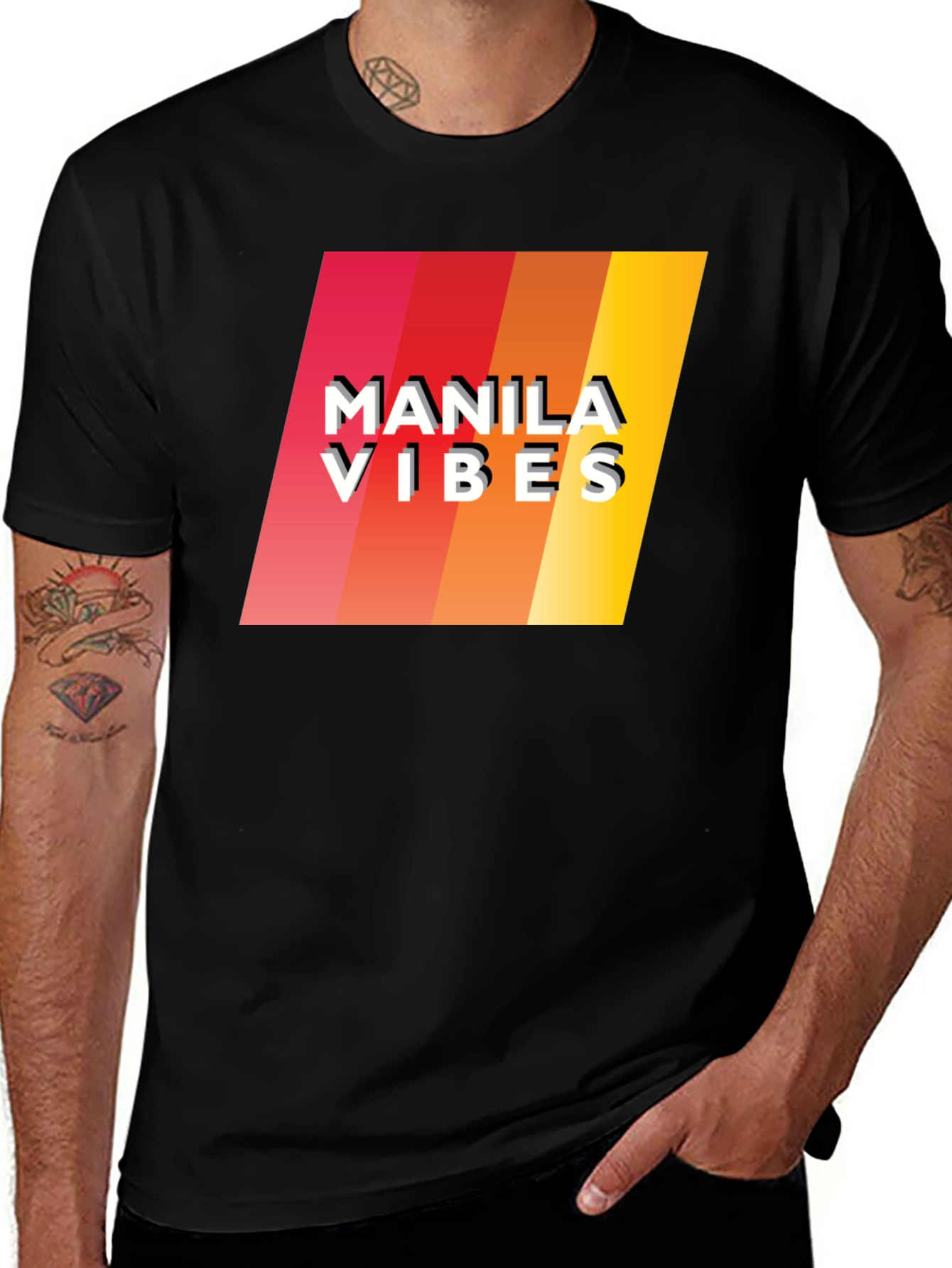 Manila Vibes Retro Graphic Tee - Black
