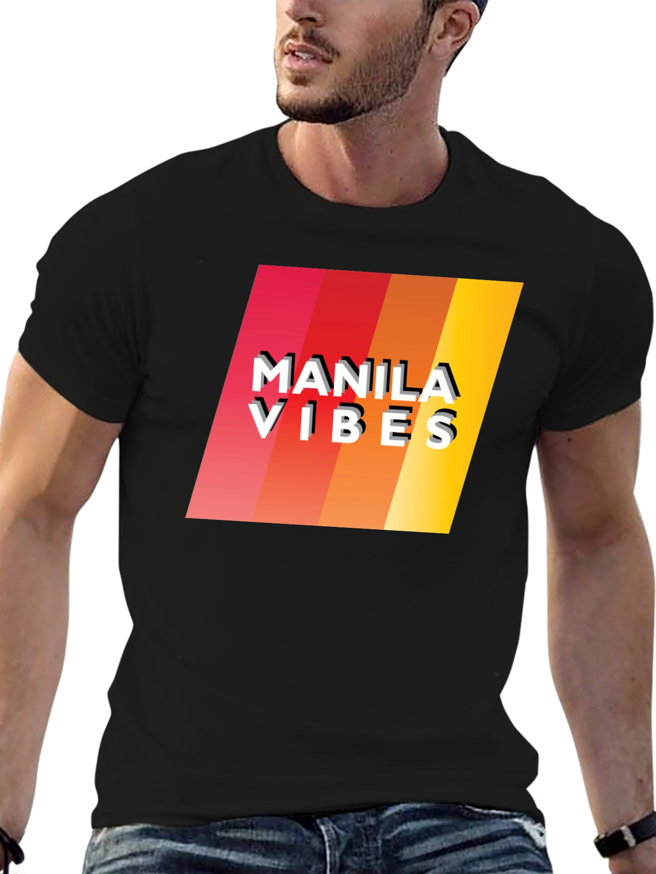 Manila Vibes Retro Graphic Tee - Black
