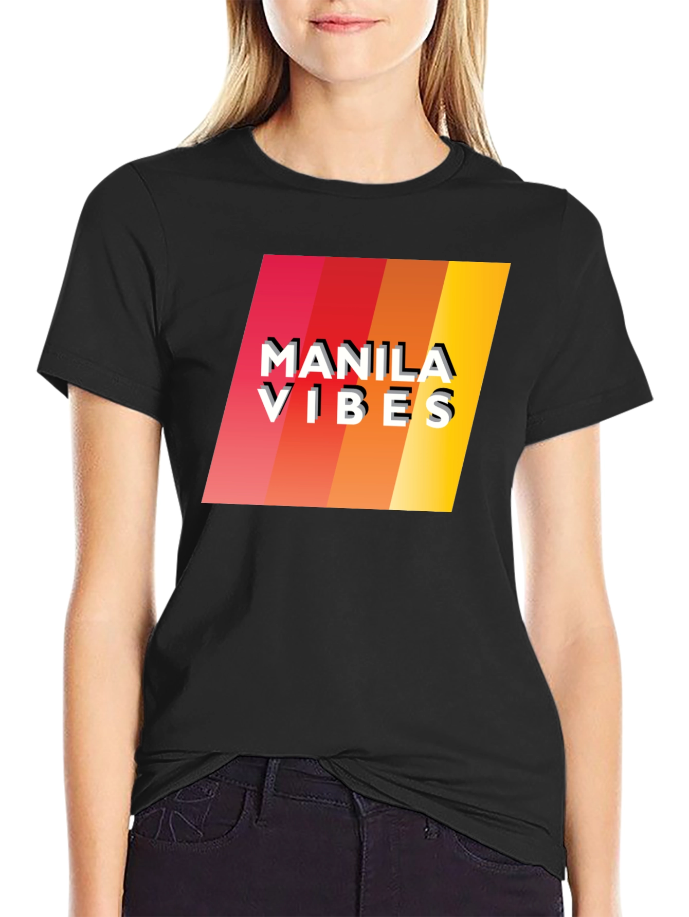 Manila Vibes Retro Graphic Tee - Black