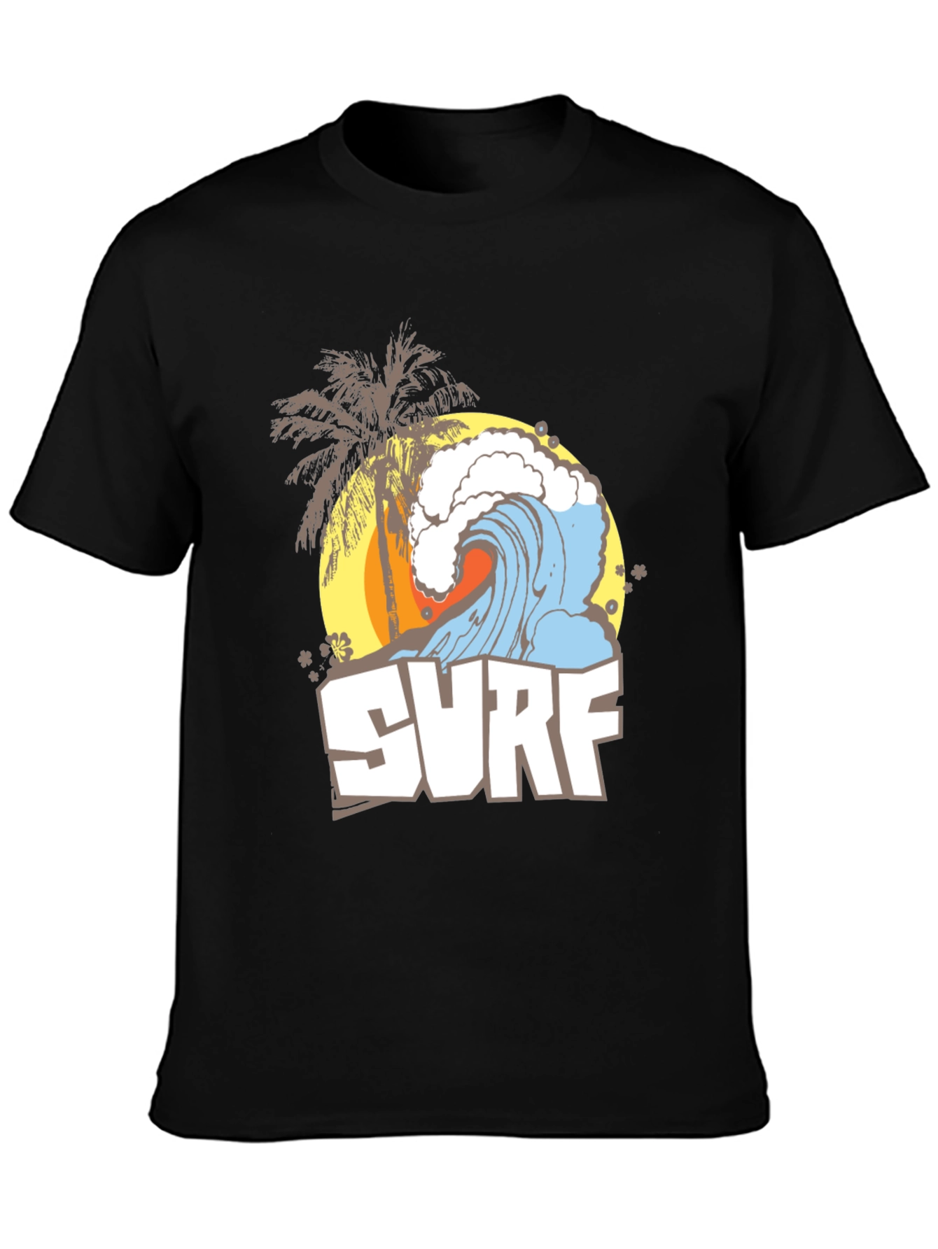 Surf Wave Graphic Tee - Black Summer T-Shirt