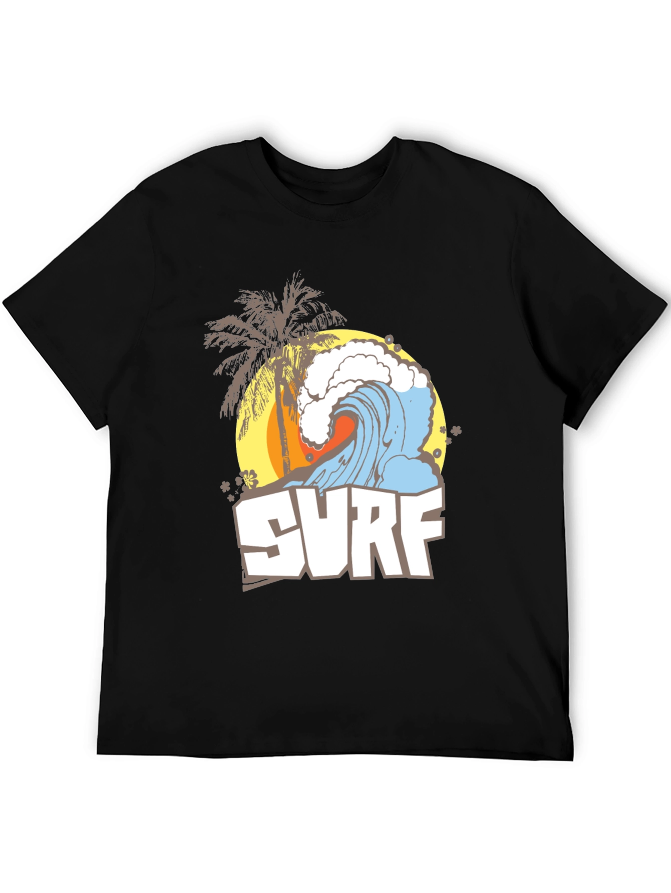 Surf Wave Graphic Tee - Black Summer T-Shirt