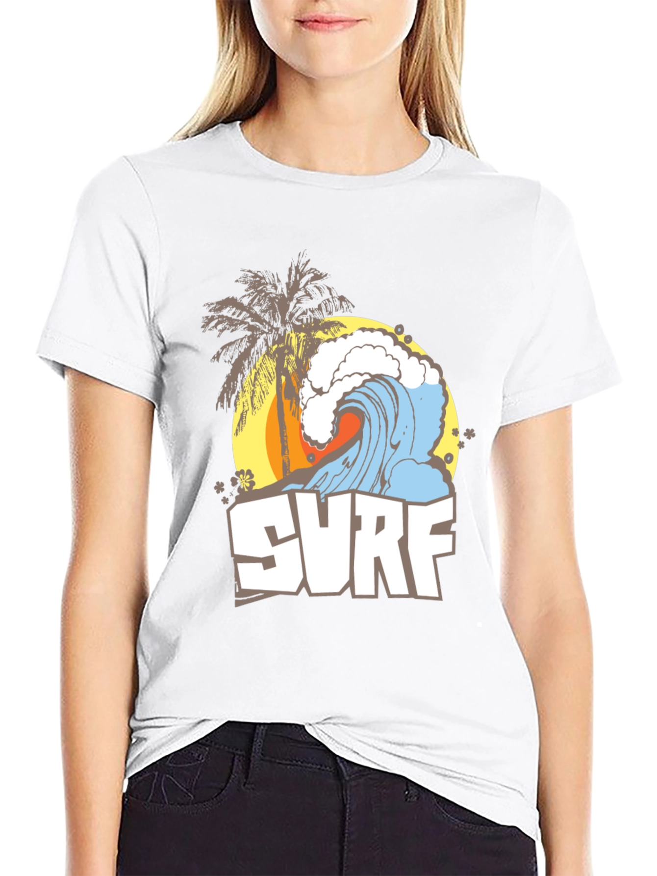 Surf Wave Graphic Tee - Black Summer T-Shirt