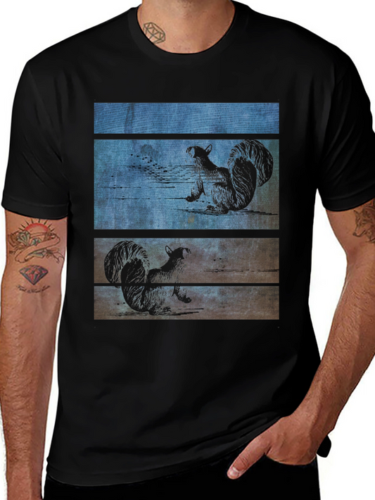Squirrel Wood Panel Graphic Tee - Black