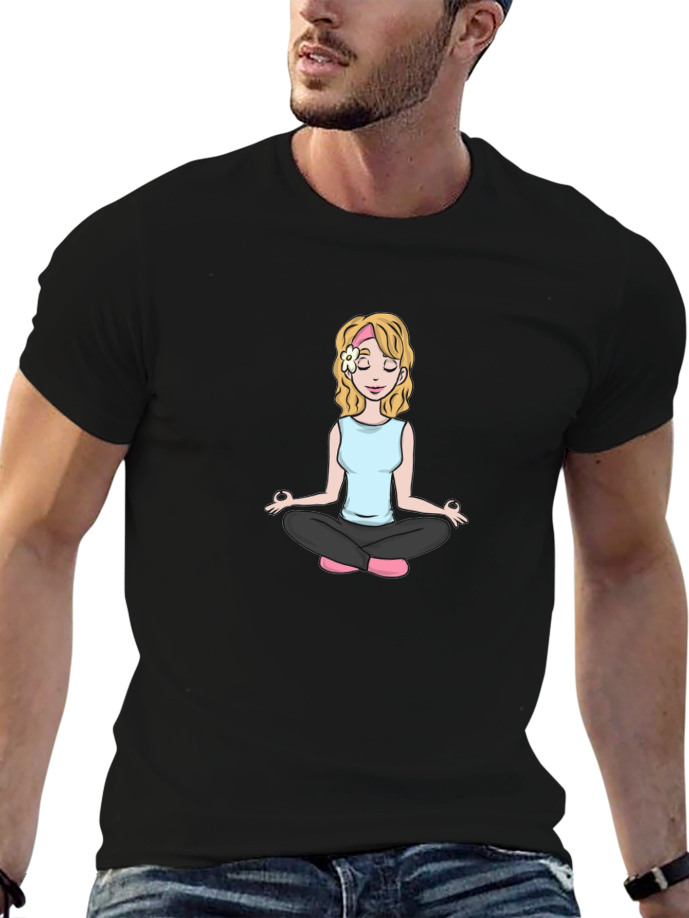 Yoga Girl Graphic Tee - Black Cotton Comfort