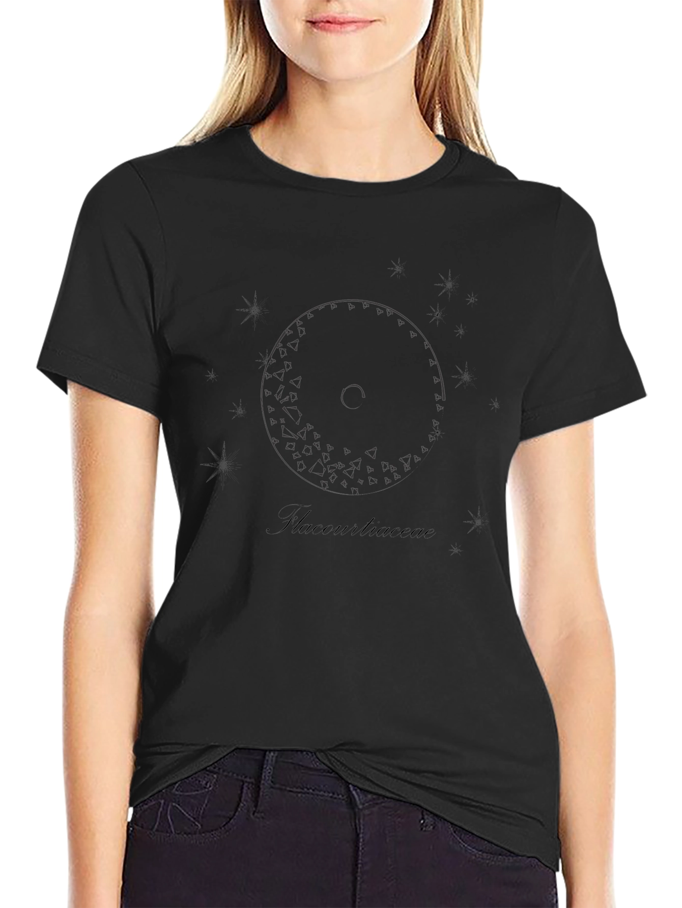 Modern Black Graphic Tee - Thacourtiaceae Design