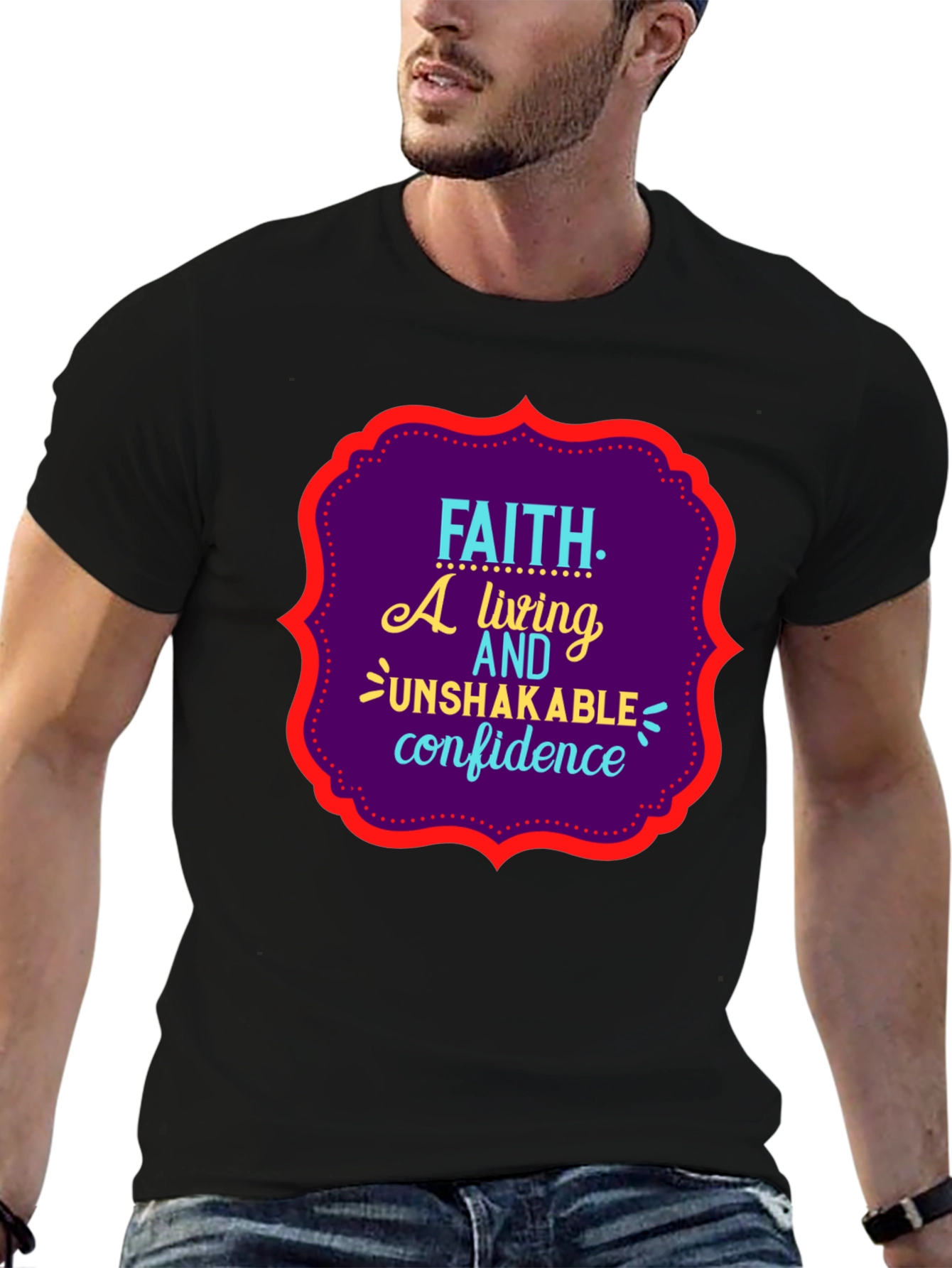Faith Unshakable Confidence Black Graphic T-Shirt