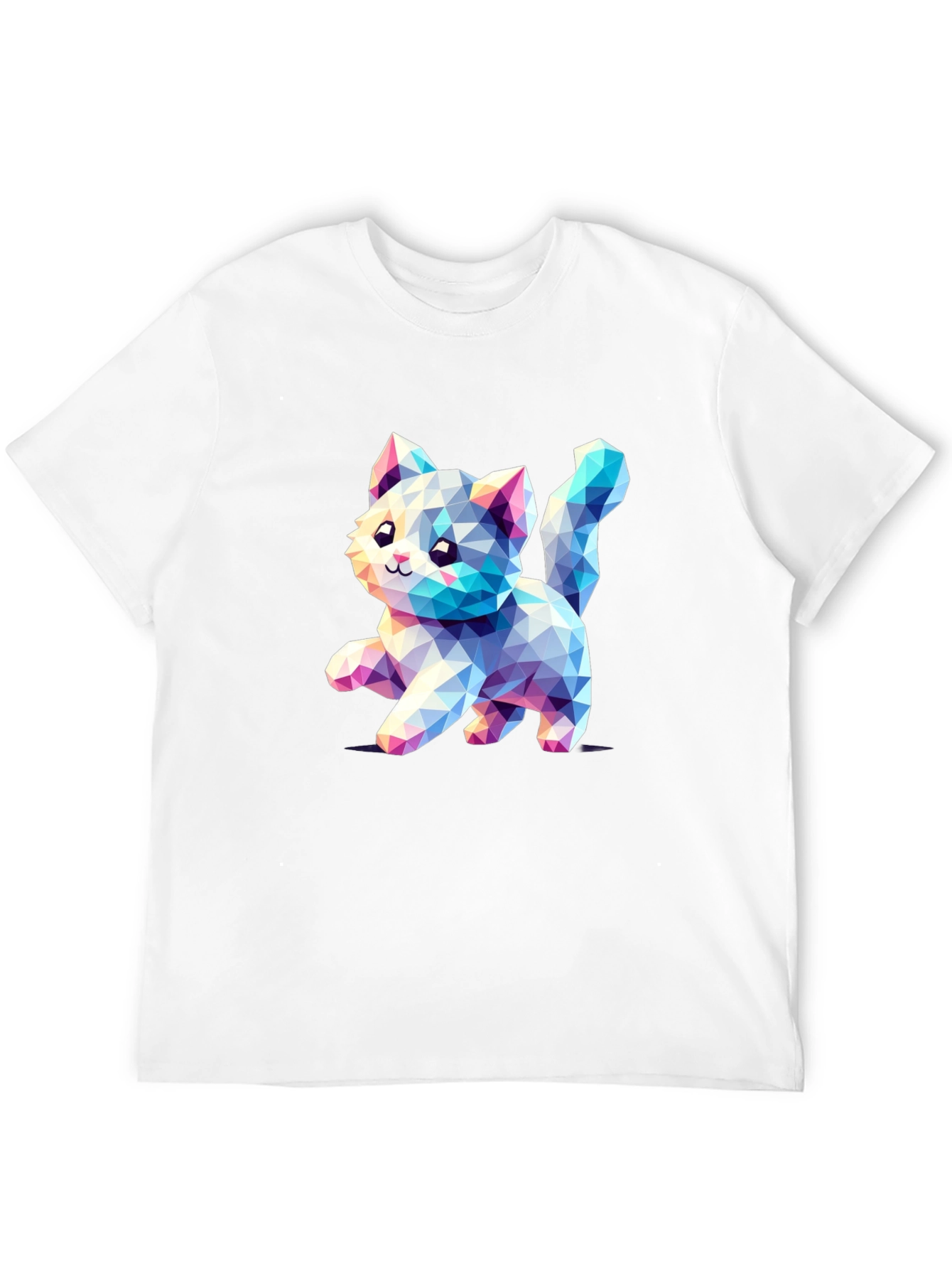 Geometric Kitten Black T-Shirt