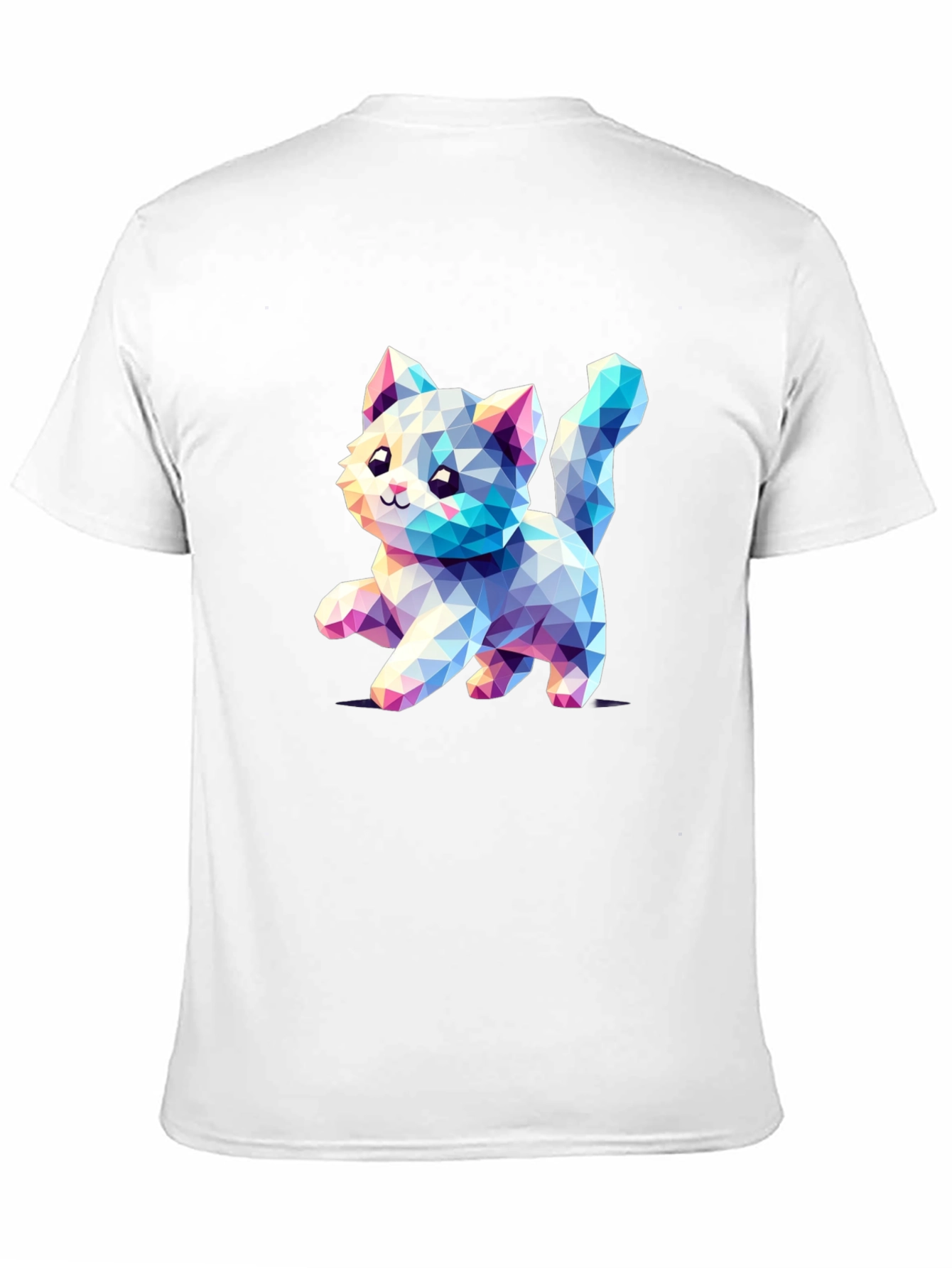 Geometric Kitten Black T-Shirt